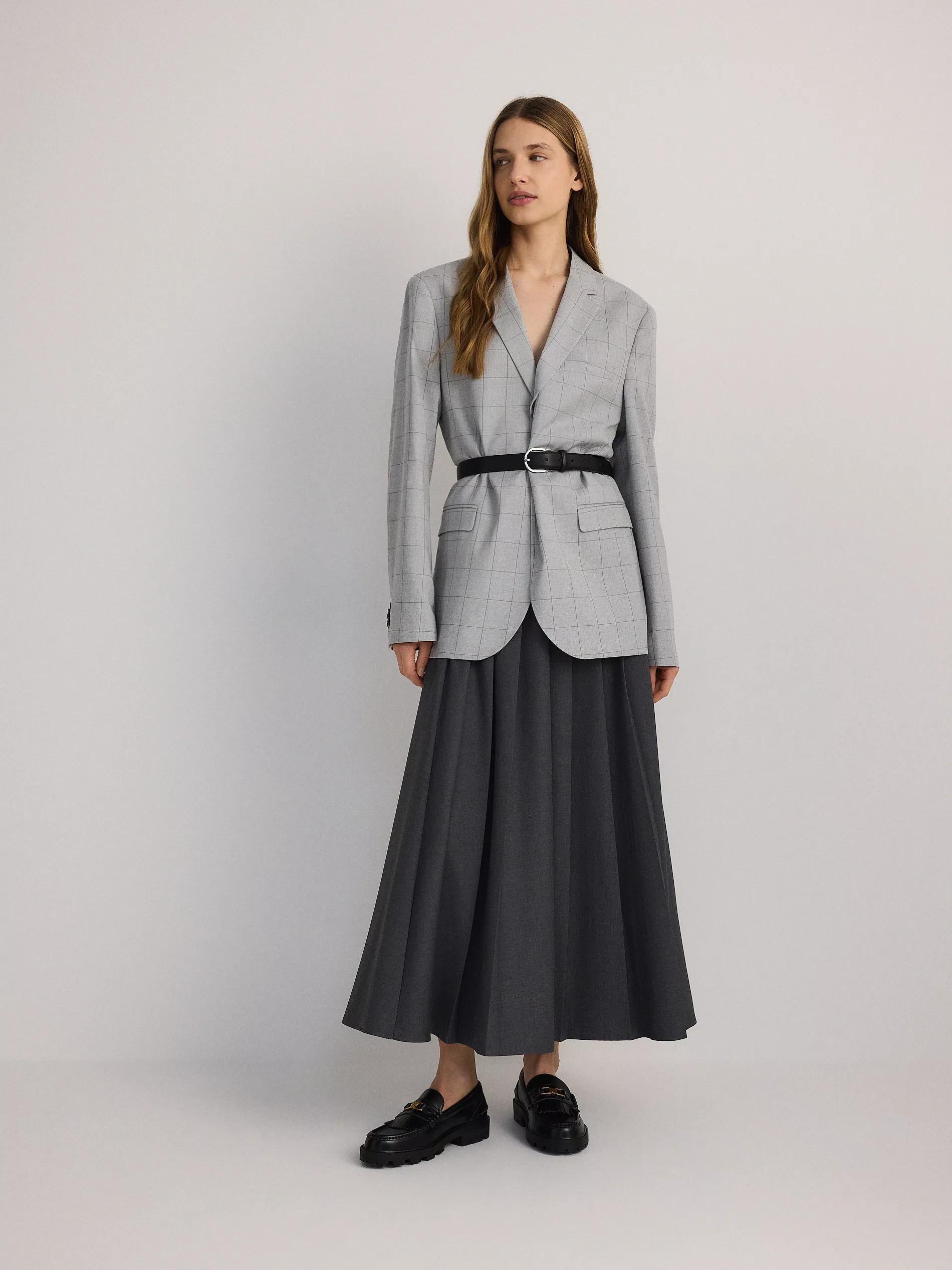 Grey Pleated Skirt, , medium