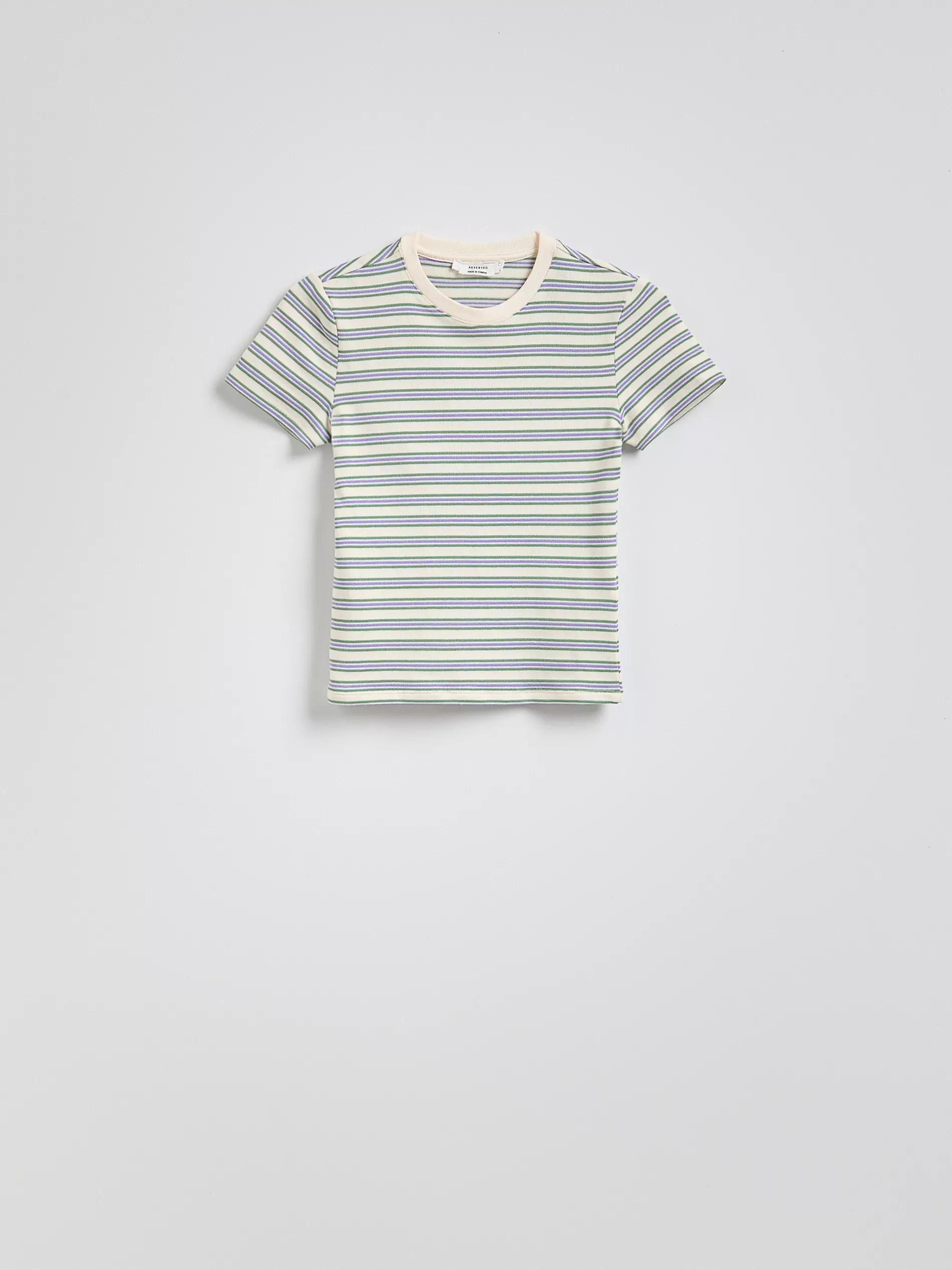 Cream Striped T-Shirt, , large image number 0