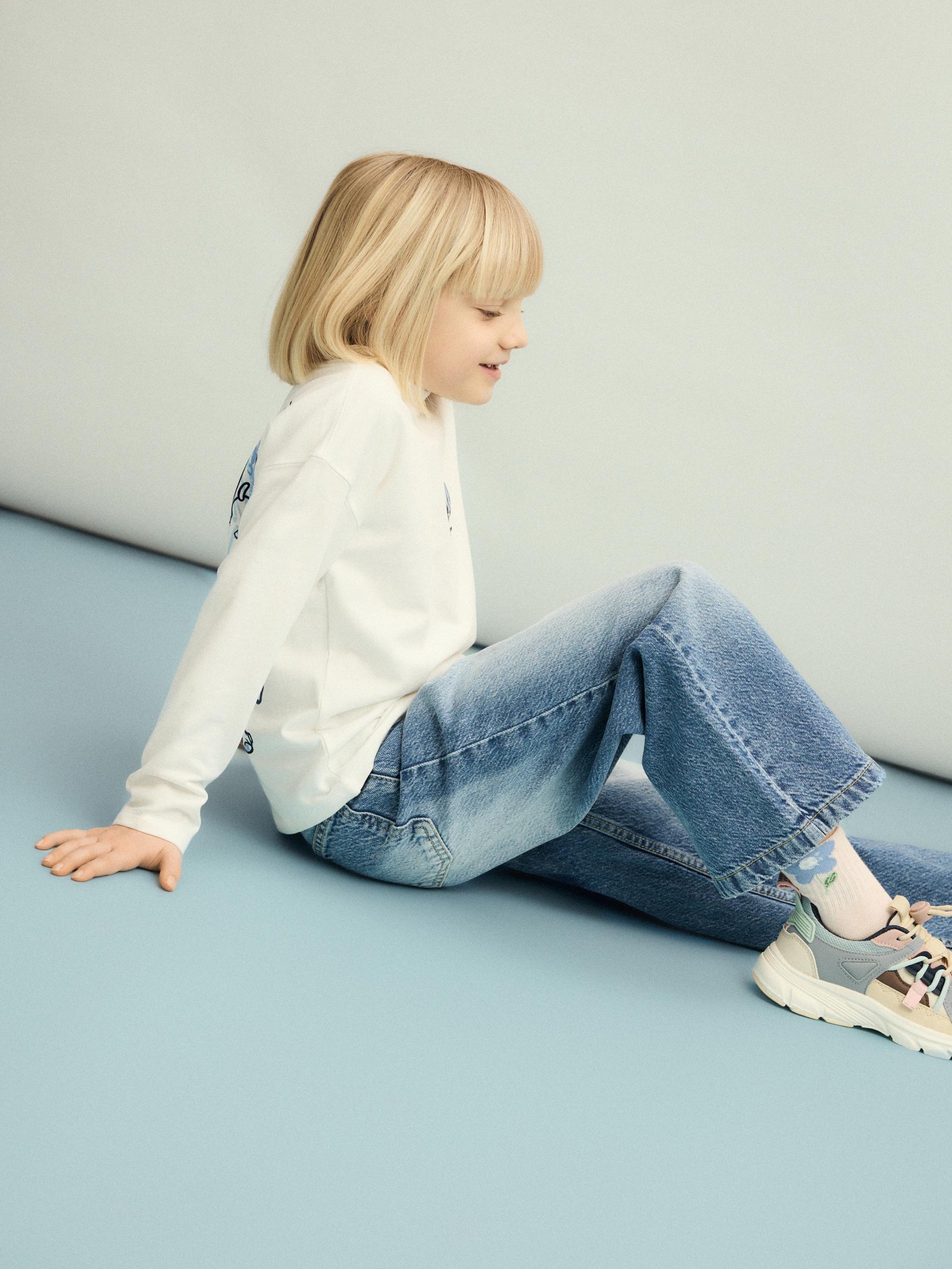 Cream Cotton Set With Print, Blue, large image number 4