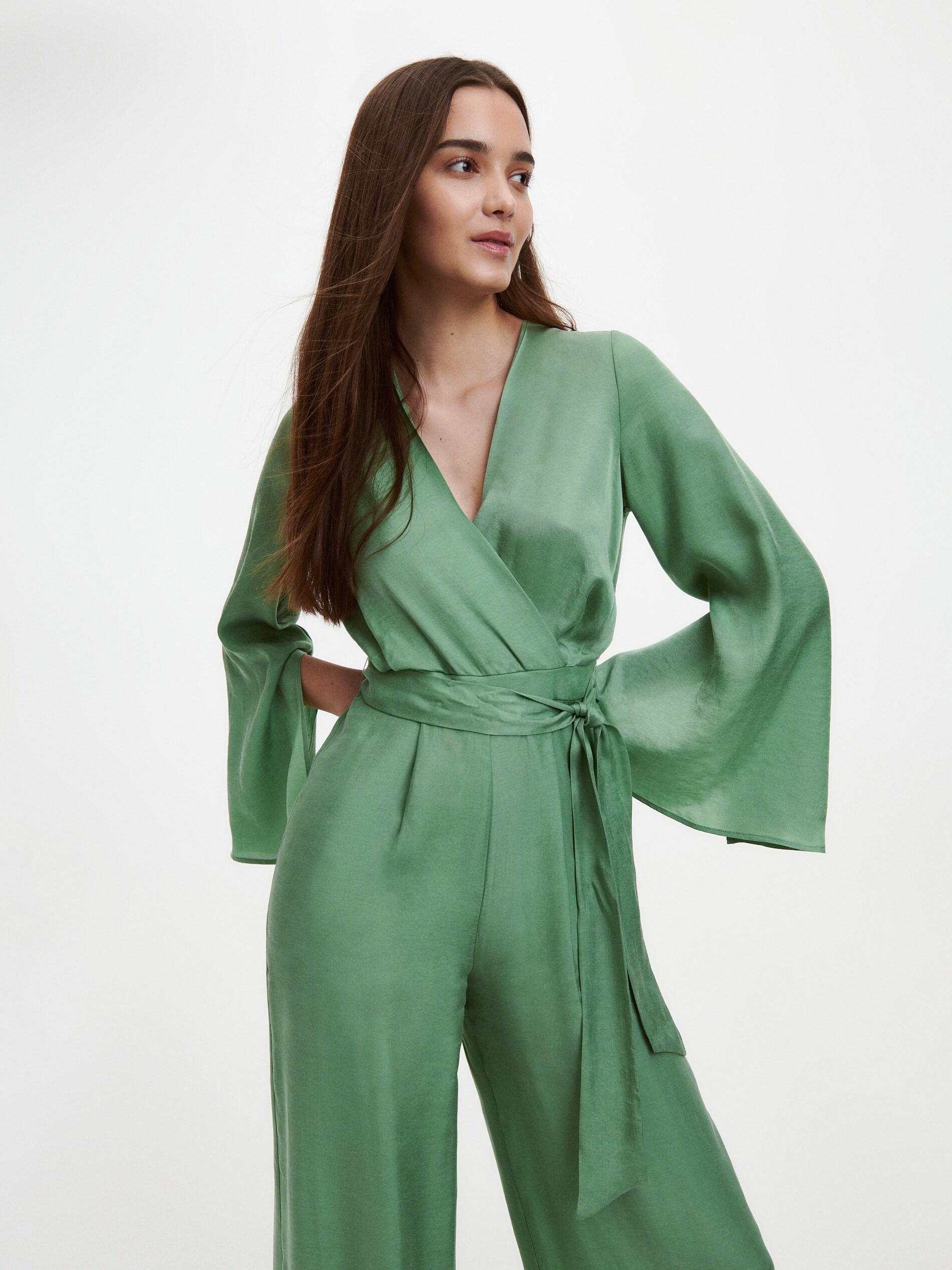 Turquoise Lyocell Rich Jumpsuit, , large image number 1