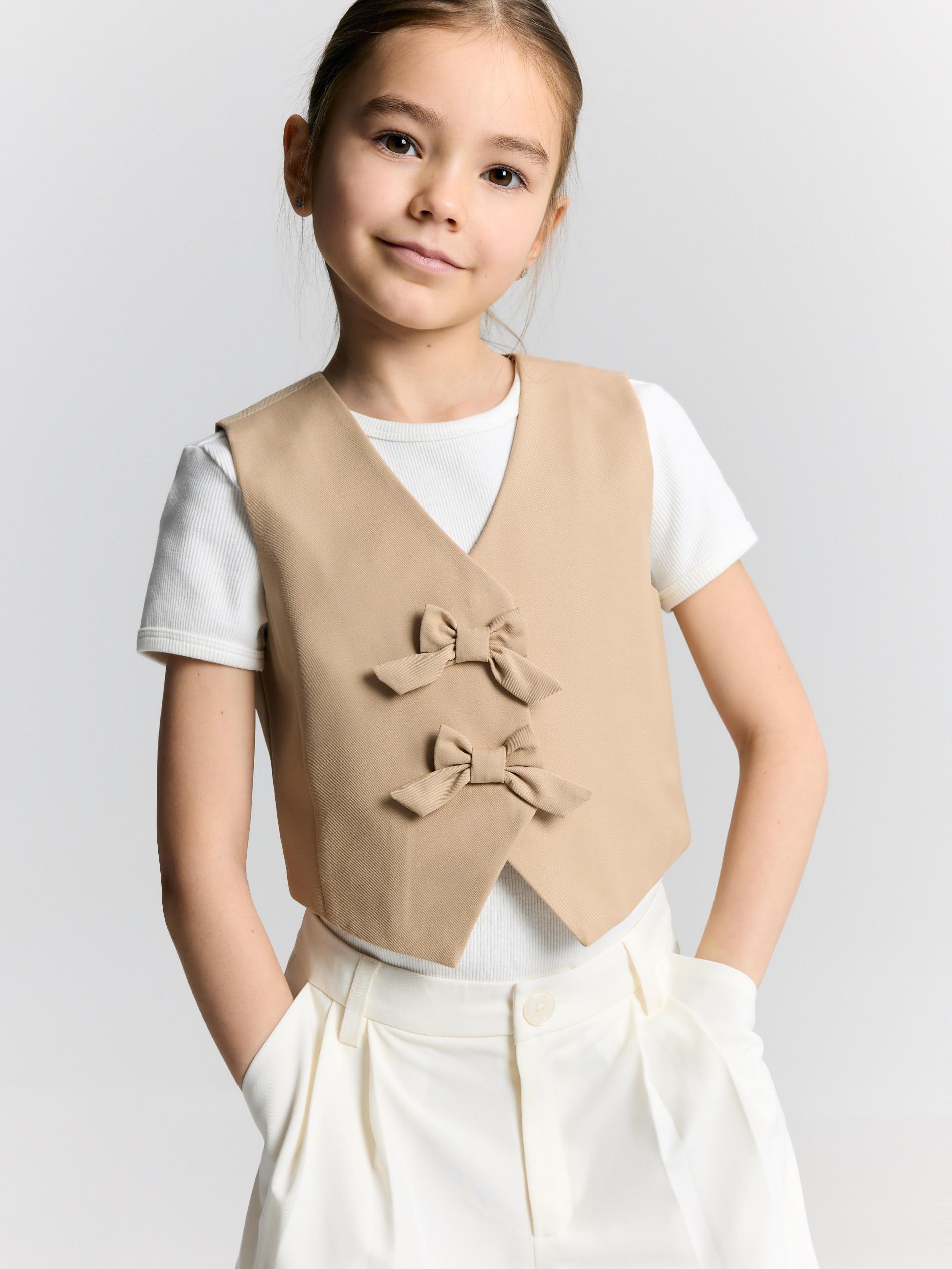 Beige Viscose Rich Vest, Beige, large image number 3
