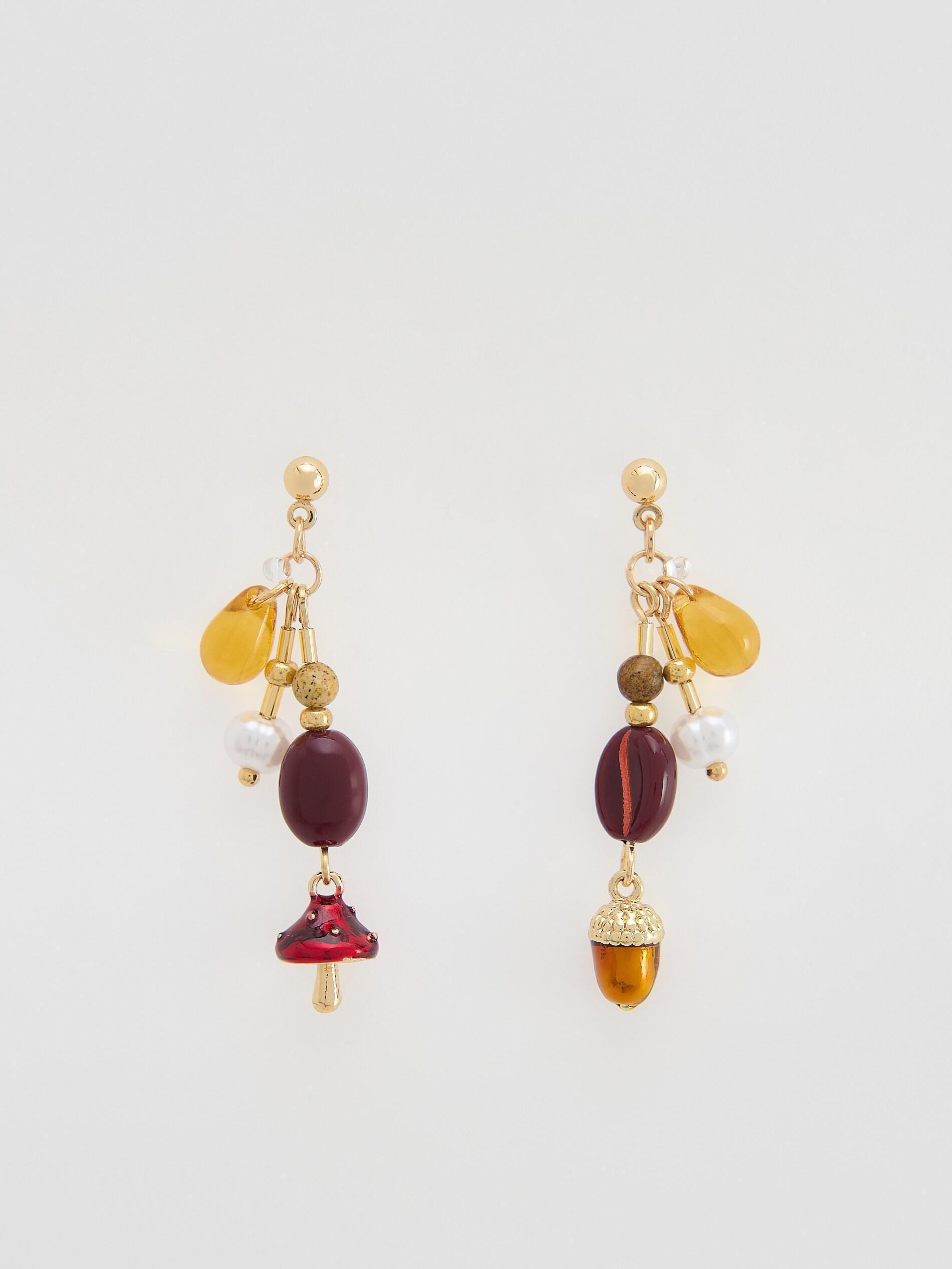 MULTICOLOR Dangling earrings with natural stones, Multicolor, medium