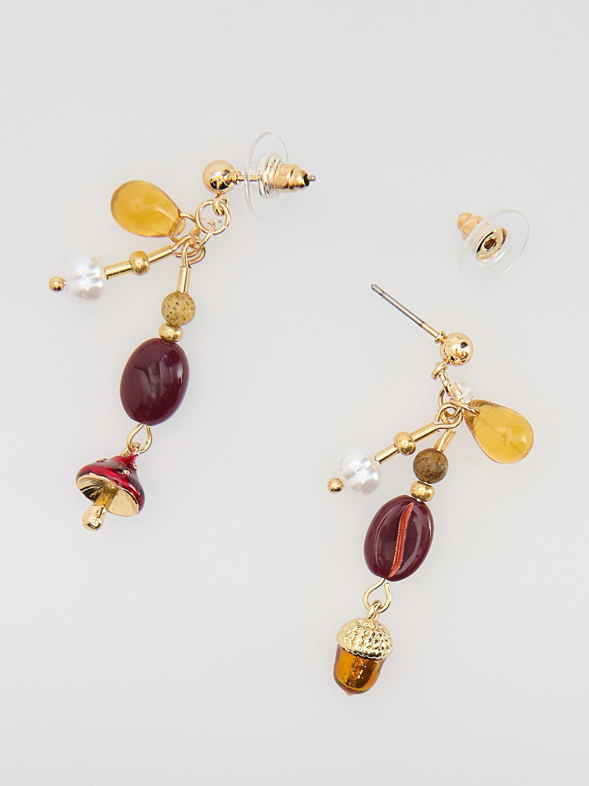 MULTICOLOR Dangling earrings with natural stones, Multicolor, medium