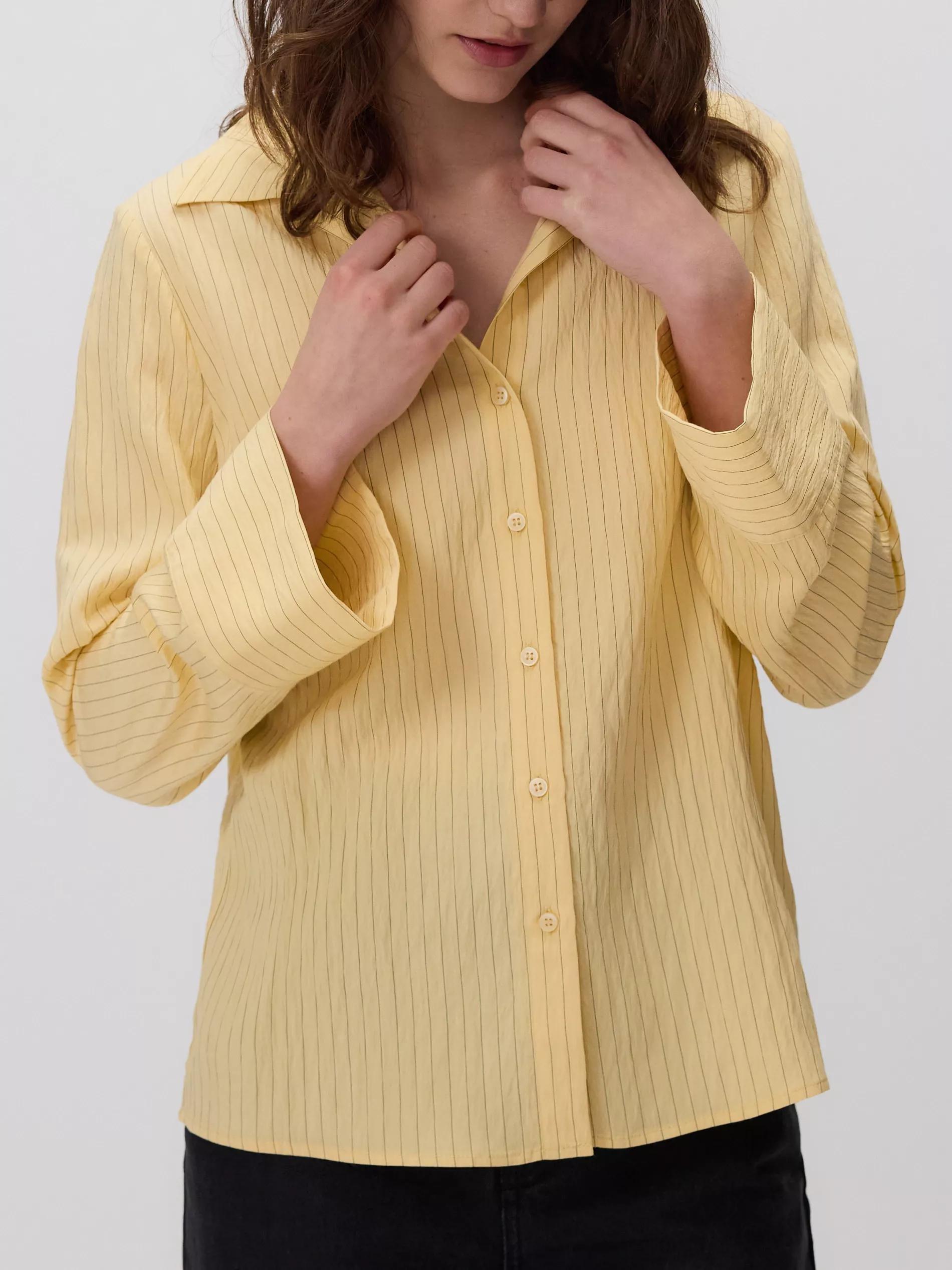 Yellow Patterned Cotton Shirt With Short Sleeves, , large image number 0