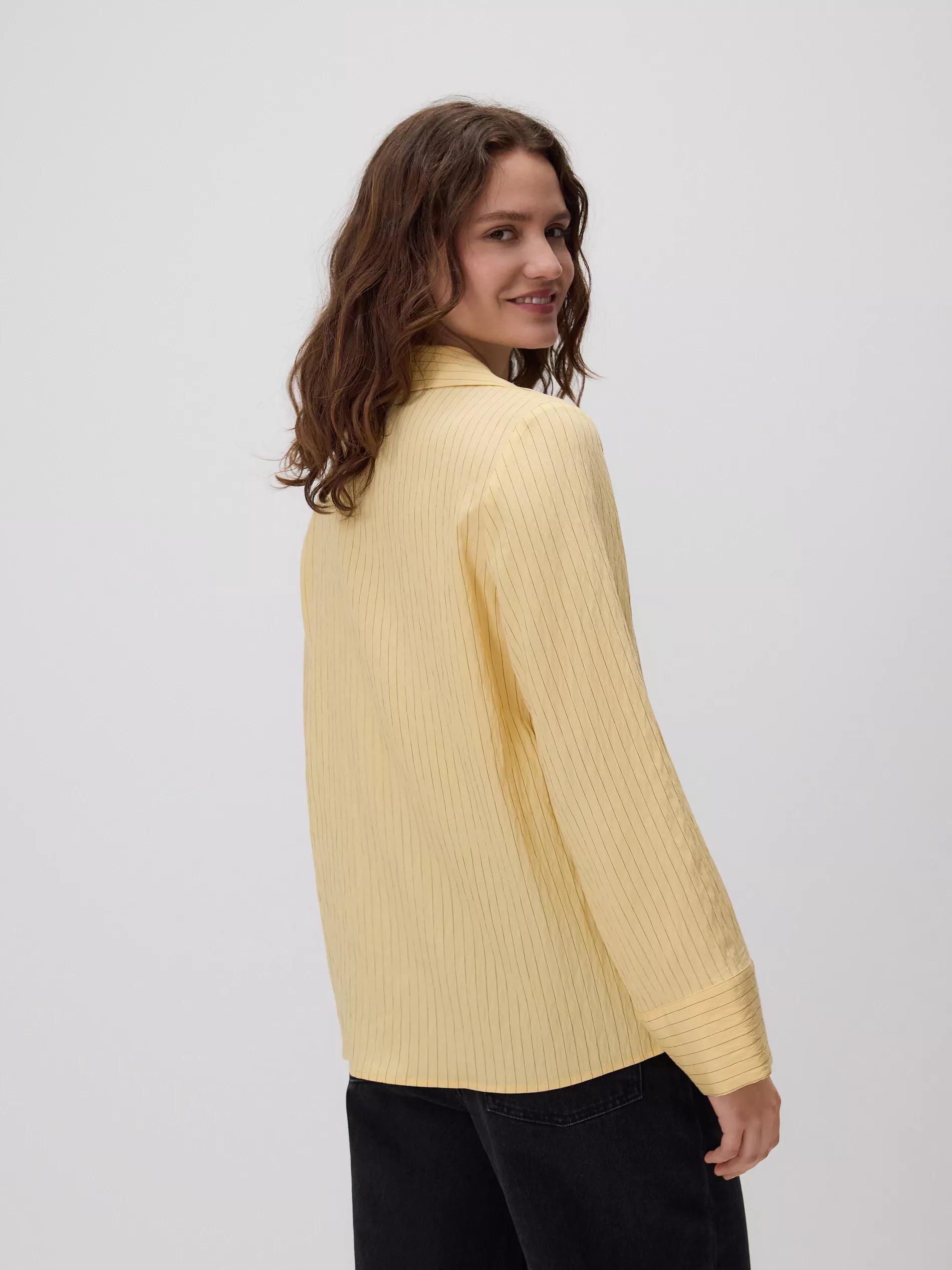 Yellow Patterned Cotton Shirt With Short Sleeves, , large image number 2