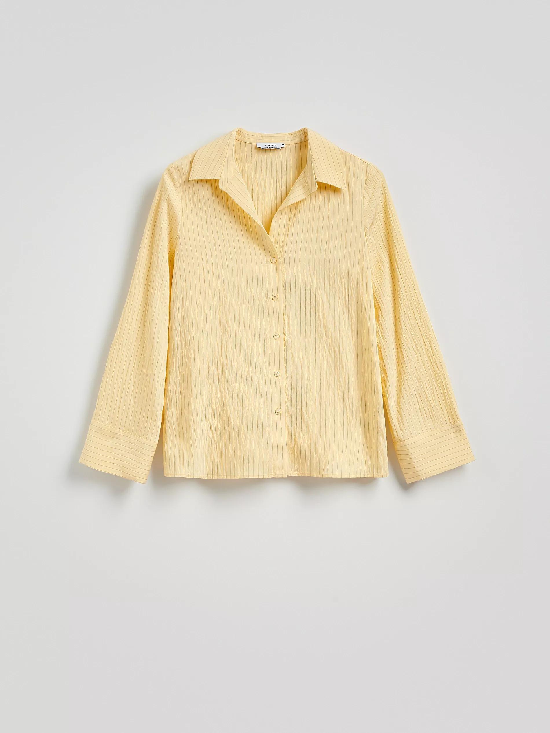 Yellow Patterned Cotton Shirt With Short Sleeves, , large image number 5