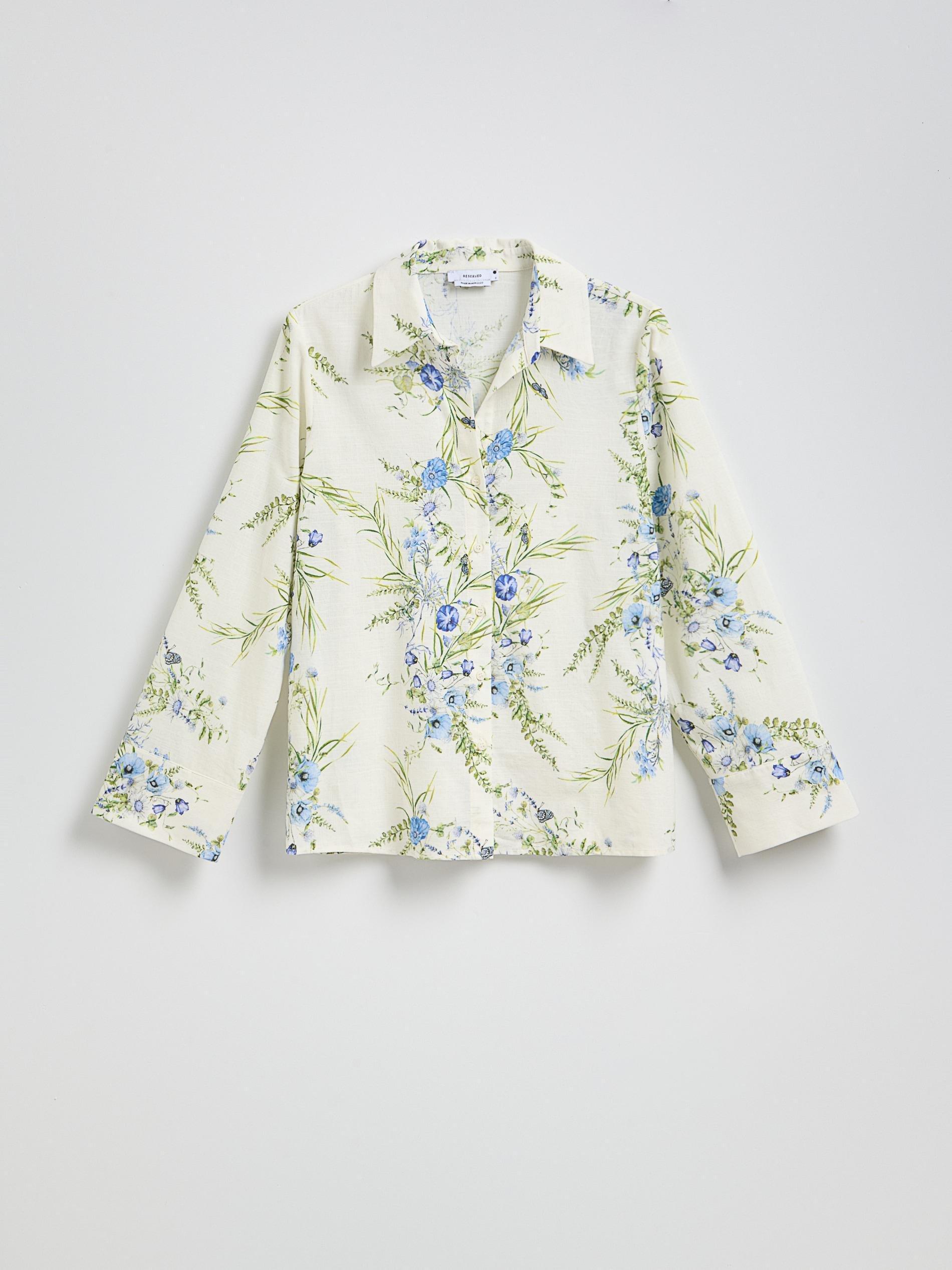 Multicolour Patterned Cotton Shirt With Short Sleeves, , large image number 0