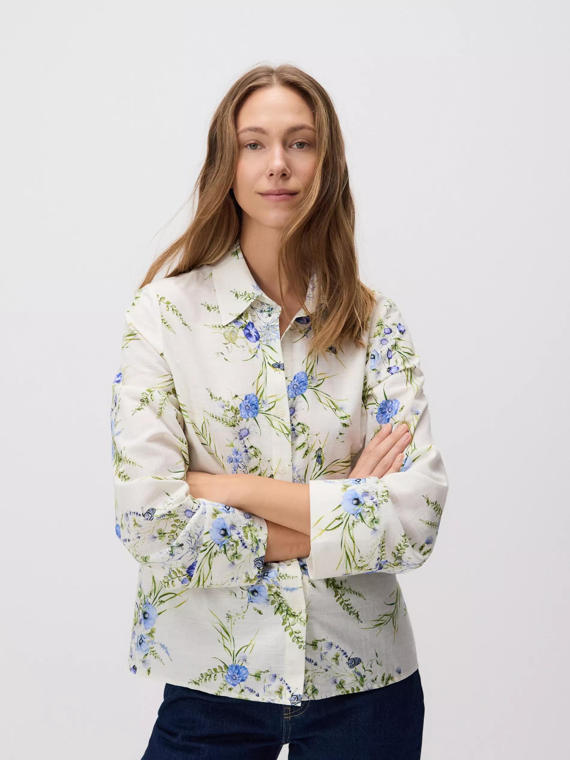 Multicolour Patterned Cotton Shirt With Short Sleeves, Multicolor, medium