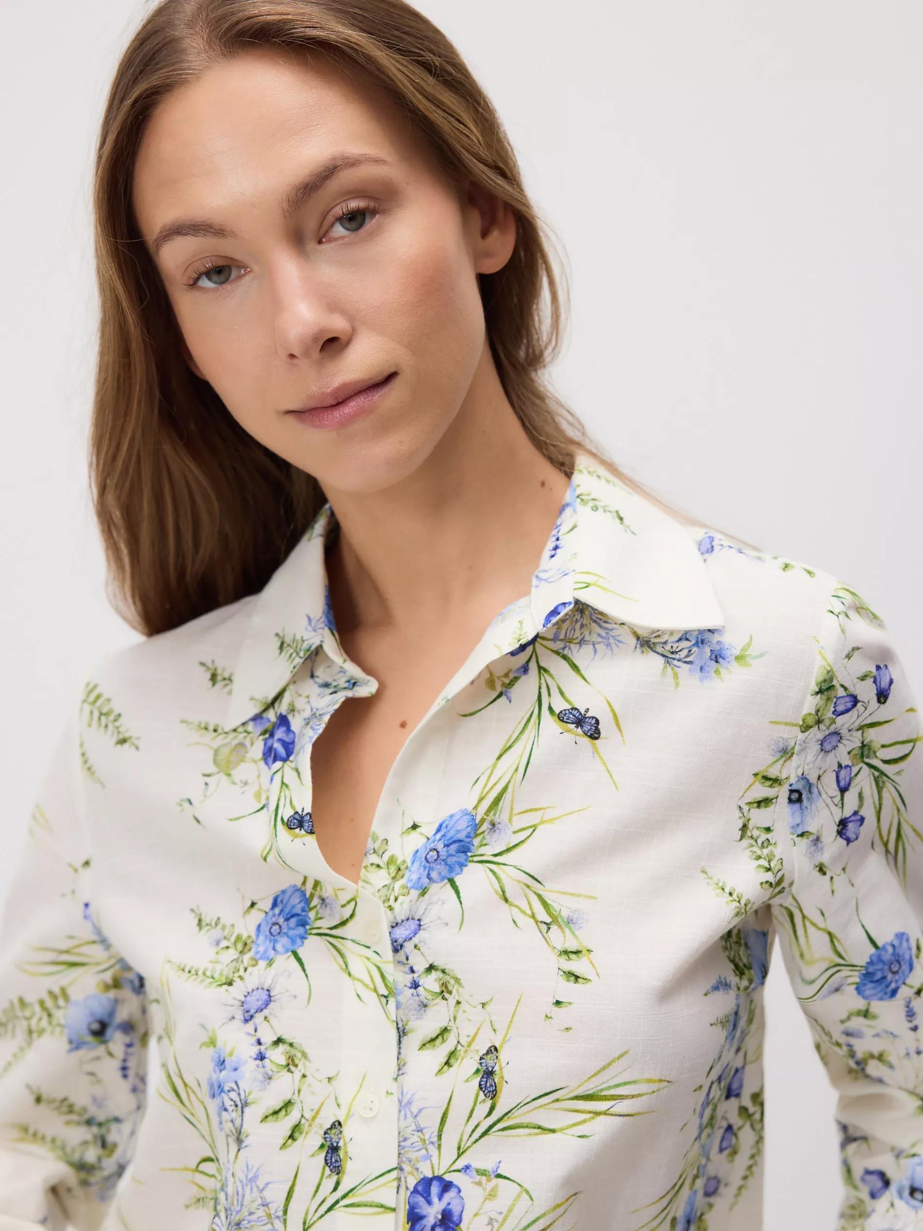 Multicolour Patterned Cotton Shirt With Short Sleeves, Multicolor, large image number 3