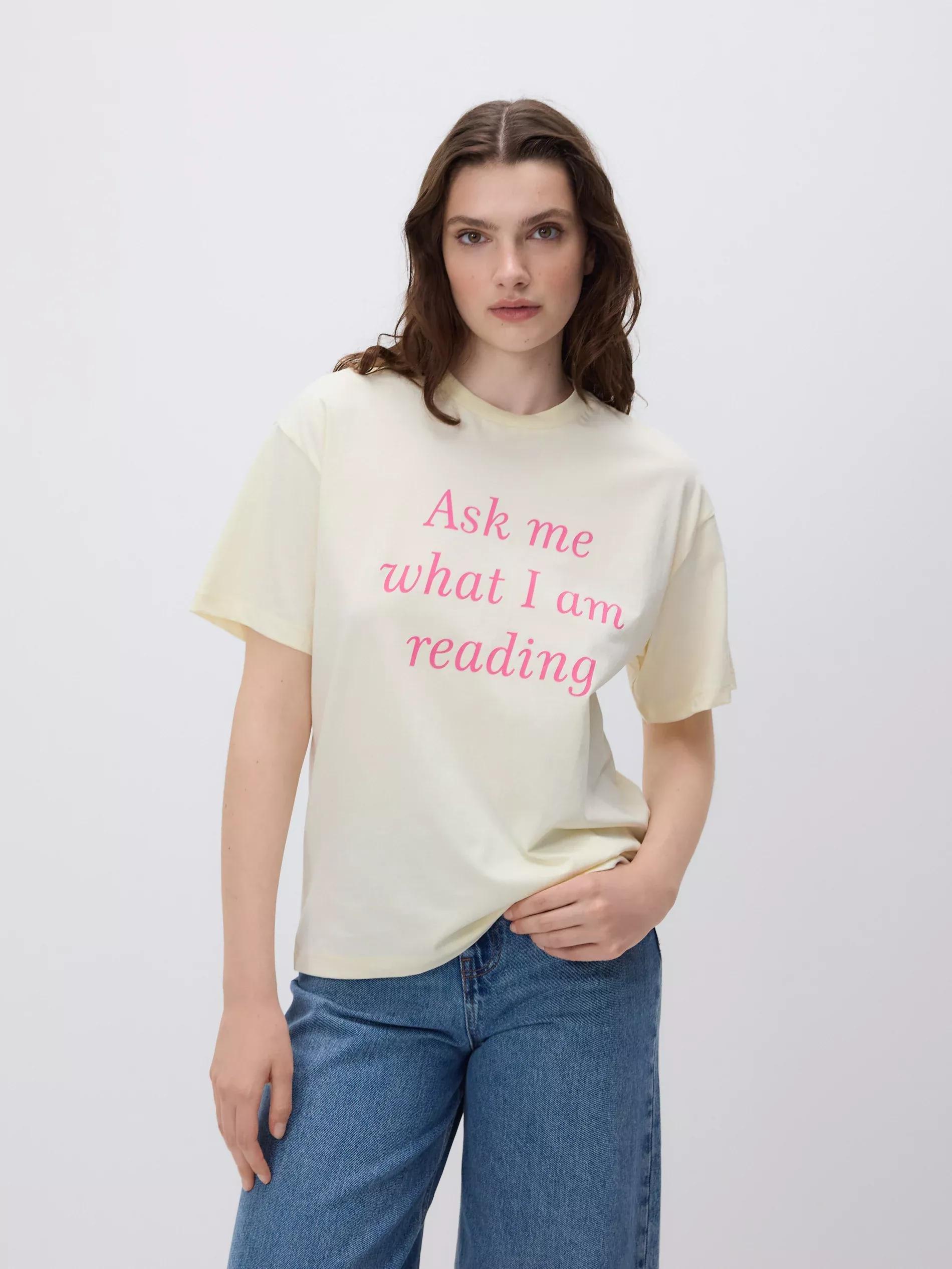 Yellow Oversized T-Shirt With Print, , medium