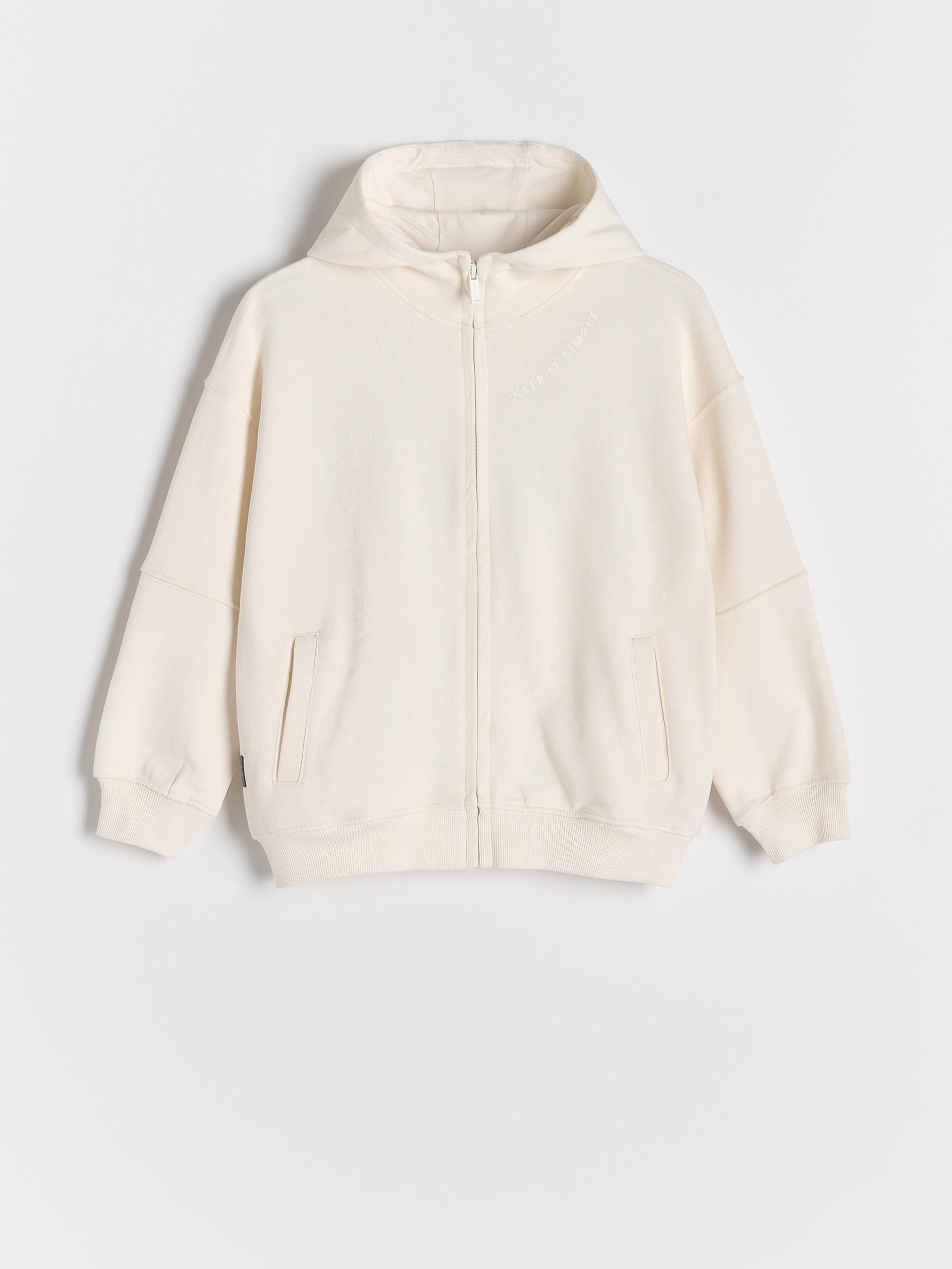 Cream Cotton Hoodie, Ivory, large image number 0