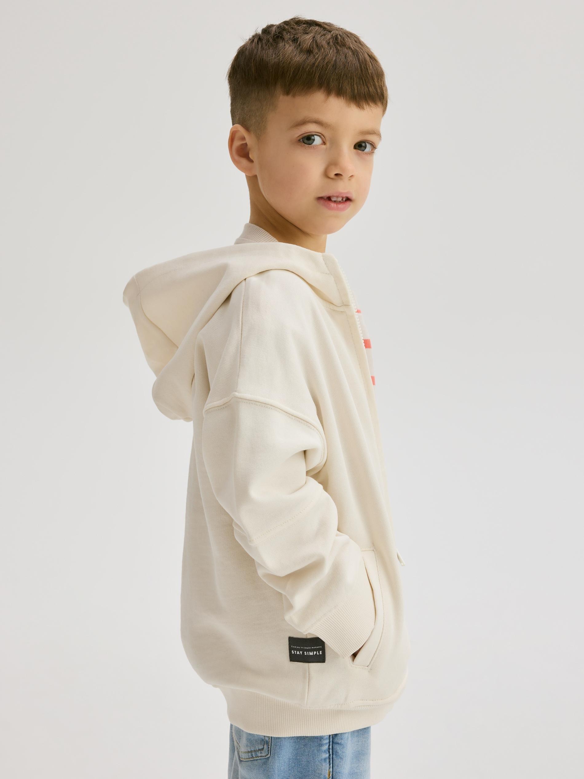 Cream Cotton Hoodie, Ivory, large image number 3