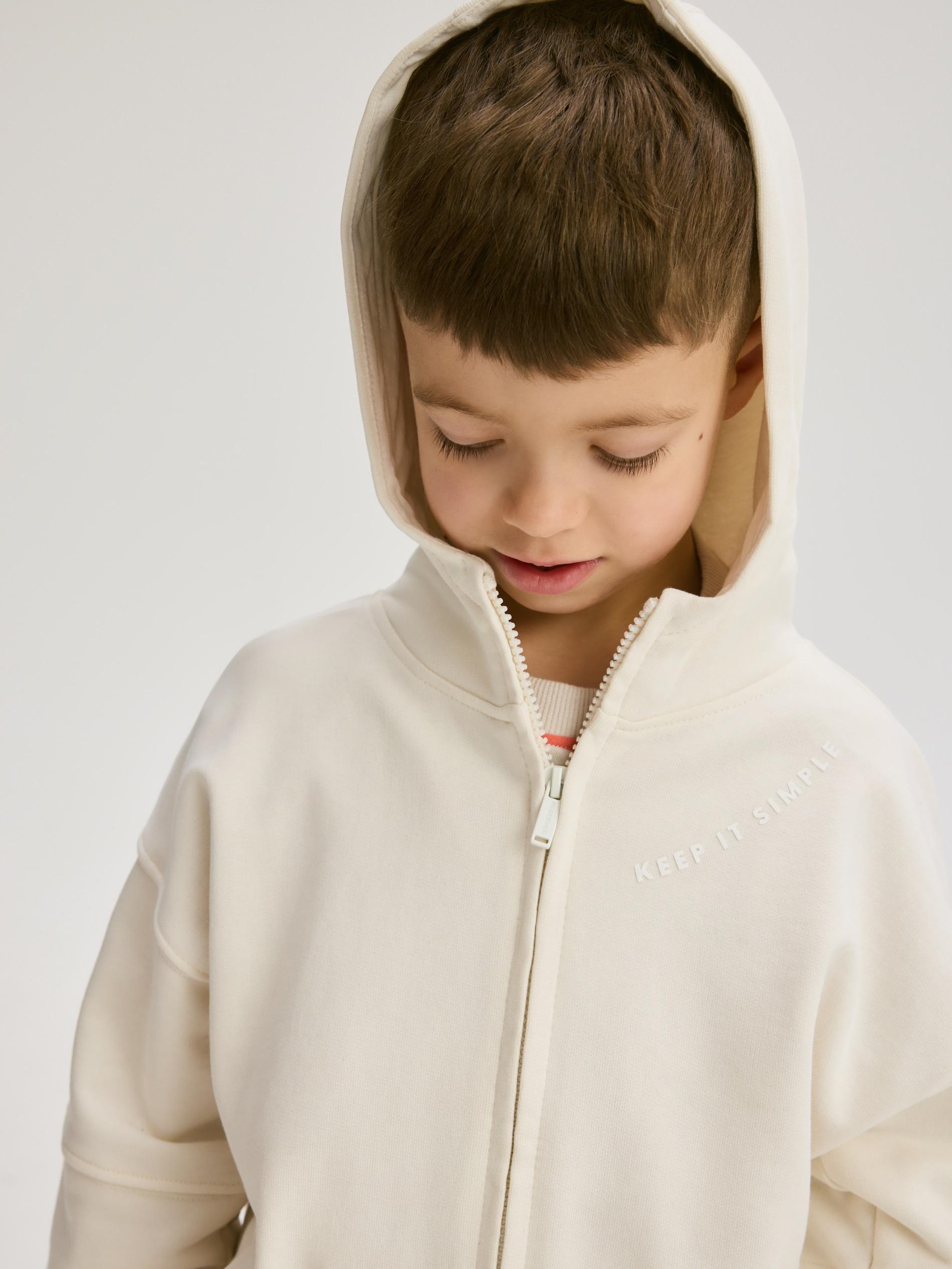 Cream Cotton Hoodie, Ivory, large image number 4