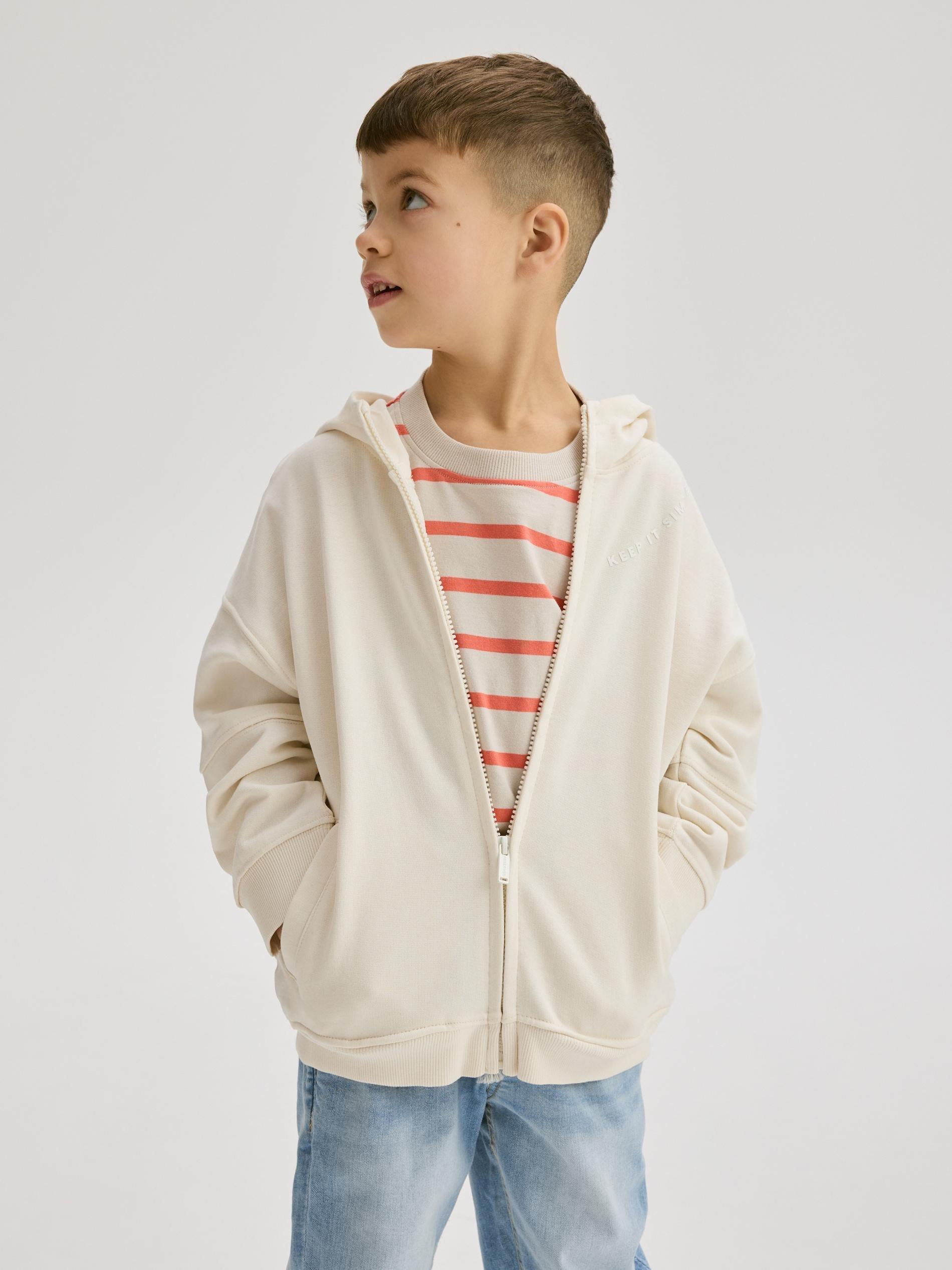 Cream Cotton Hoodie, Ivory, large image number 5