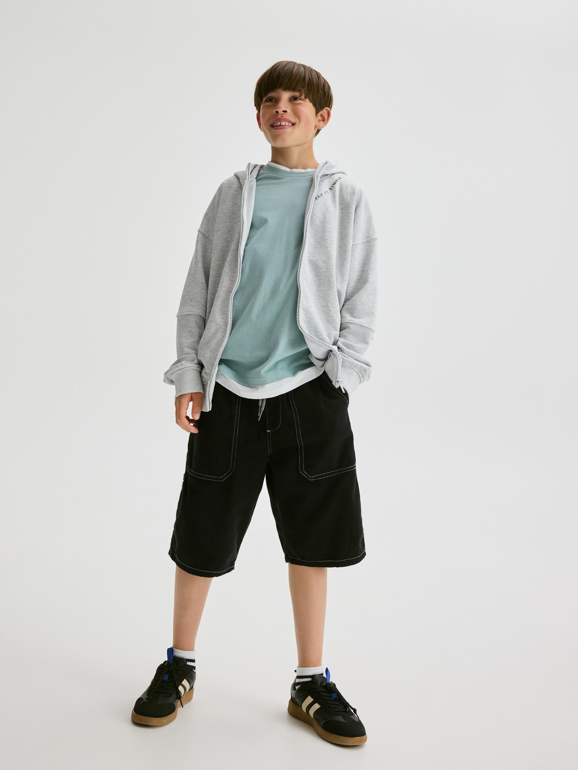 Grey Cotton Hoodie, Light grey, large image number 3