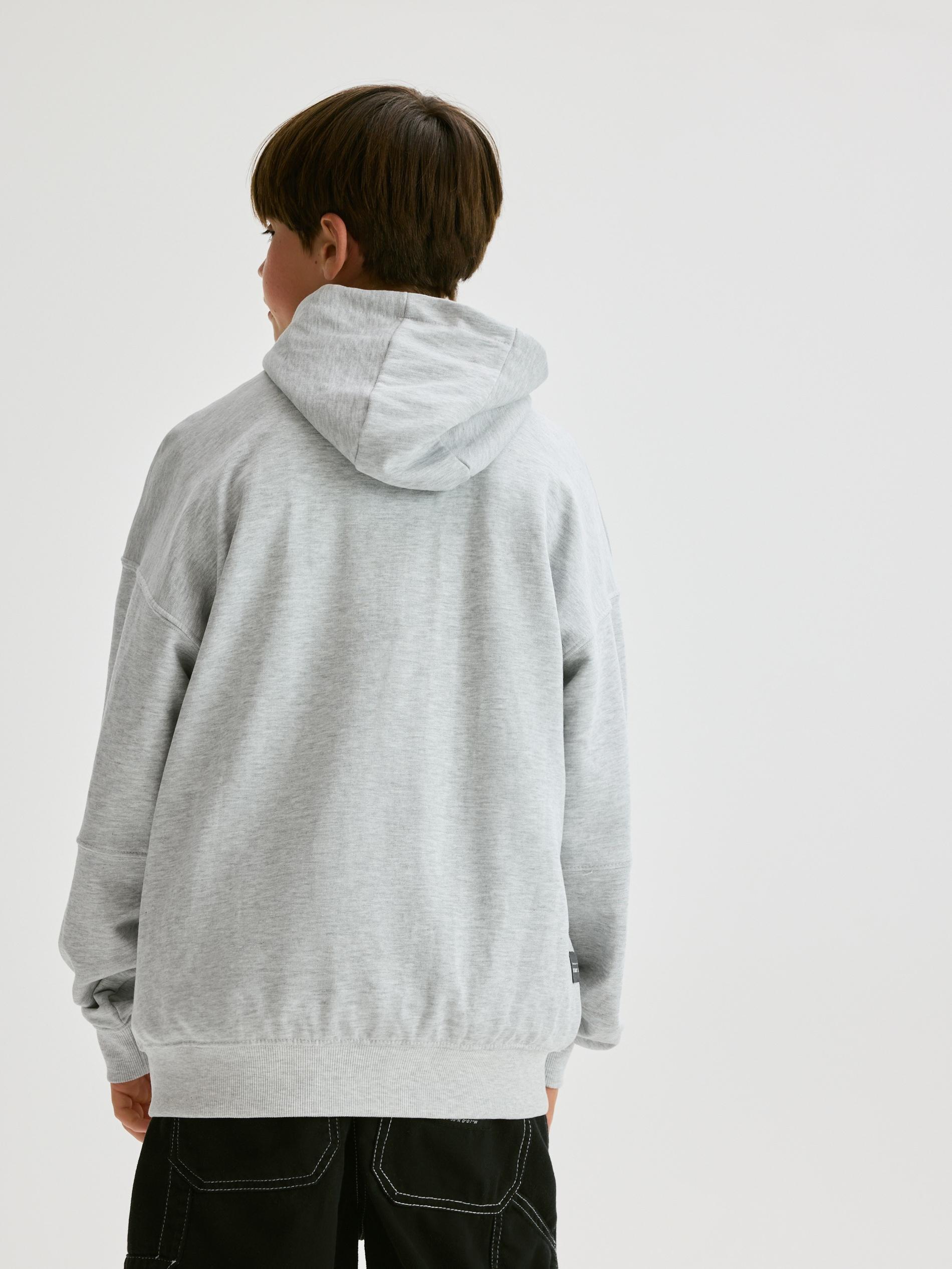 Grey Cotton Hoodie, Light grey, large image number 4