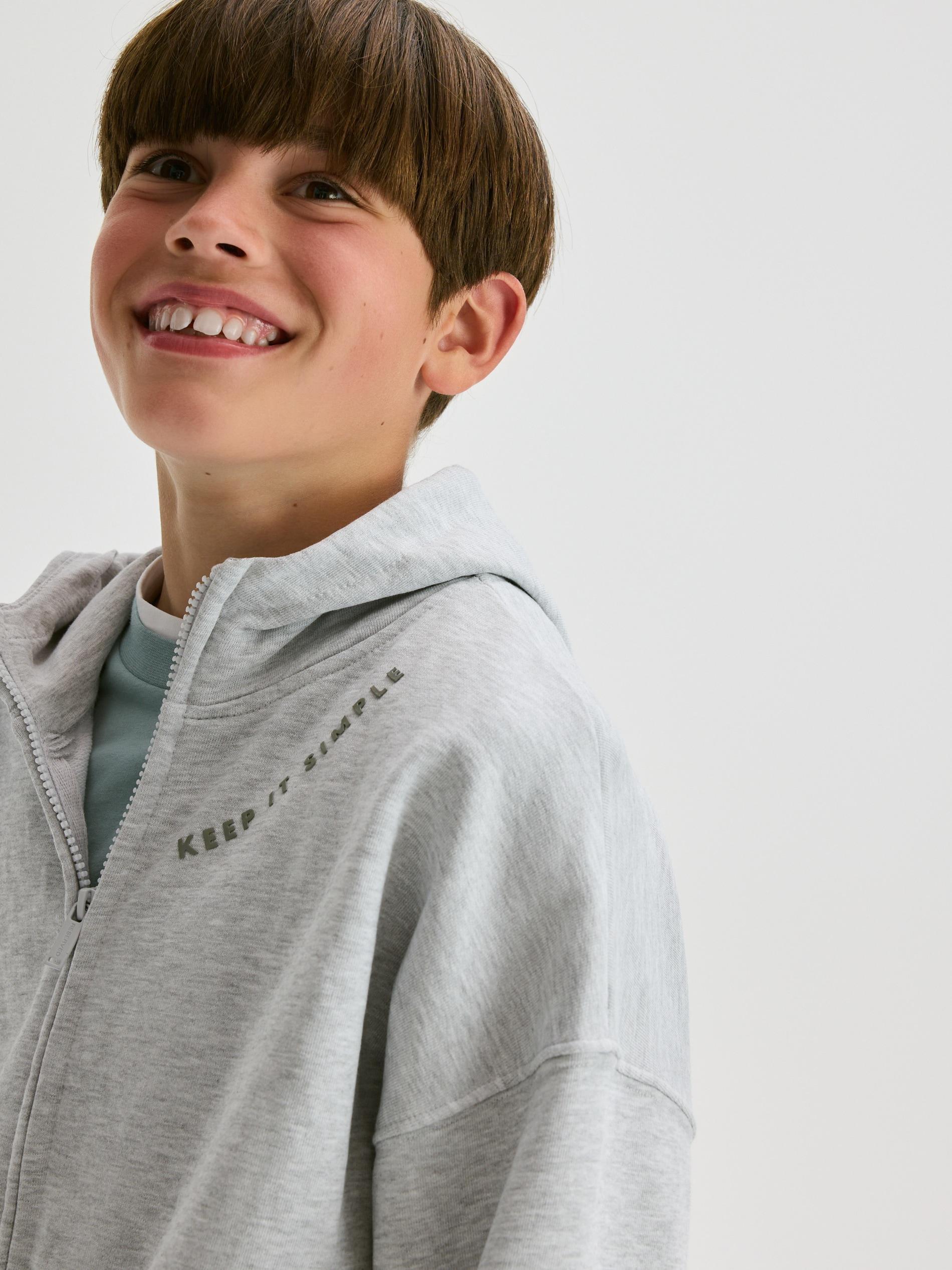 Grey Cotton Hoodie, Light grey, large image number 7