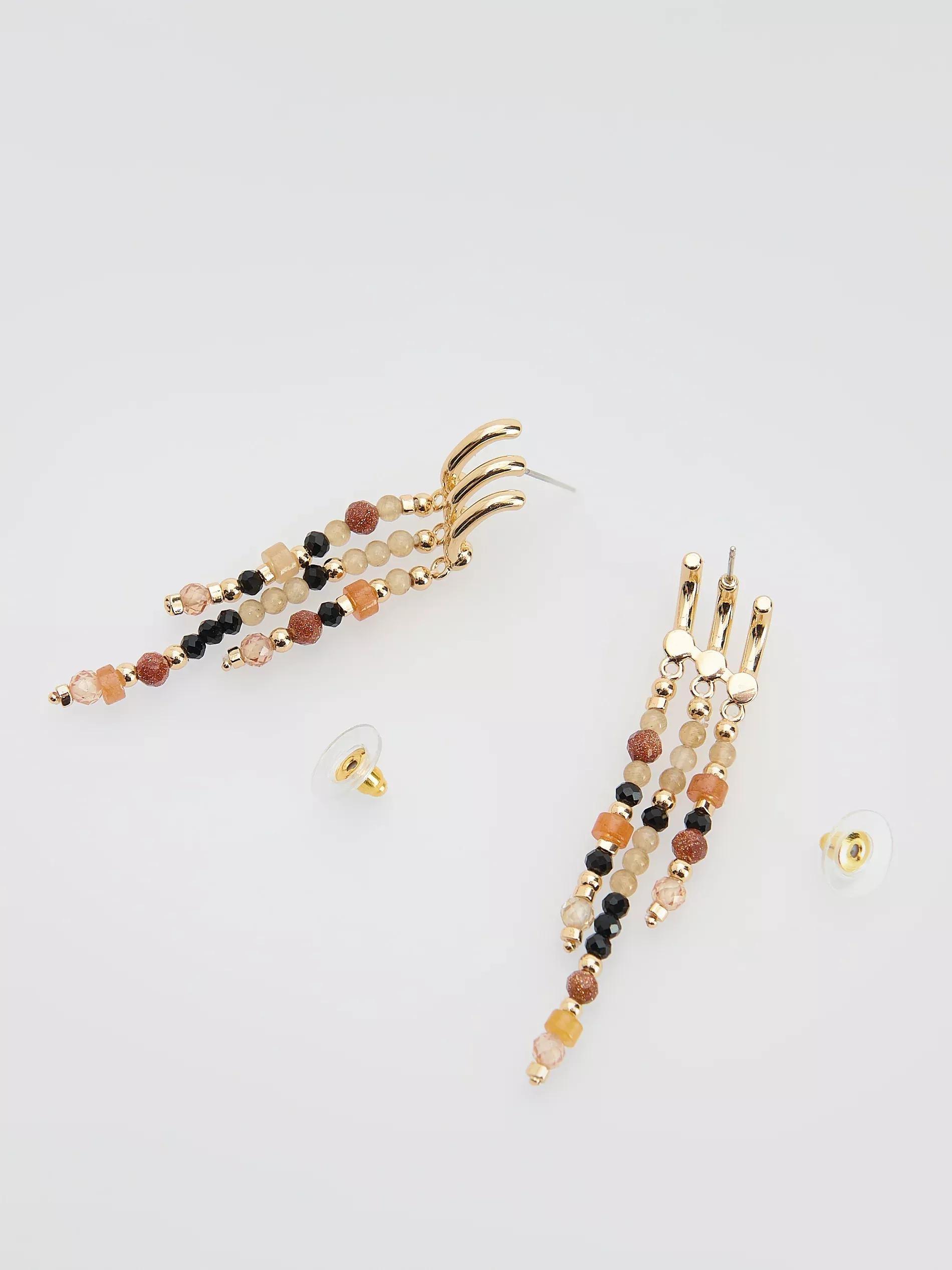 MULTICOLOR Dangling earrings with natural stones, Multicolor, medium