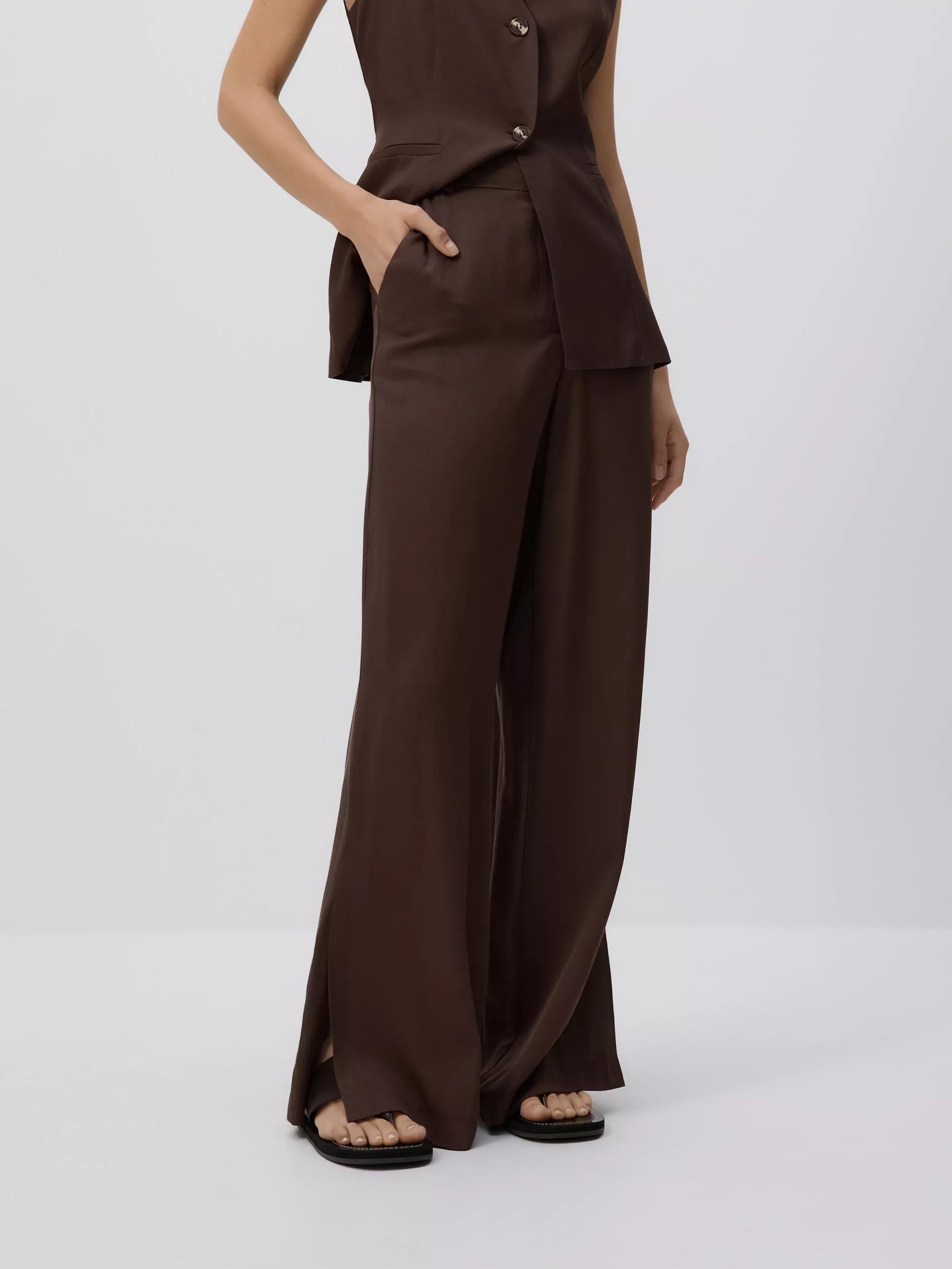 BROWN Loose trousers with viscose, , large image number 1
