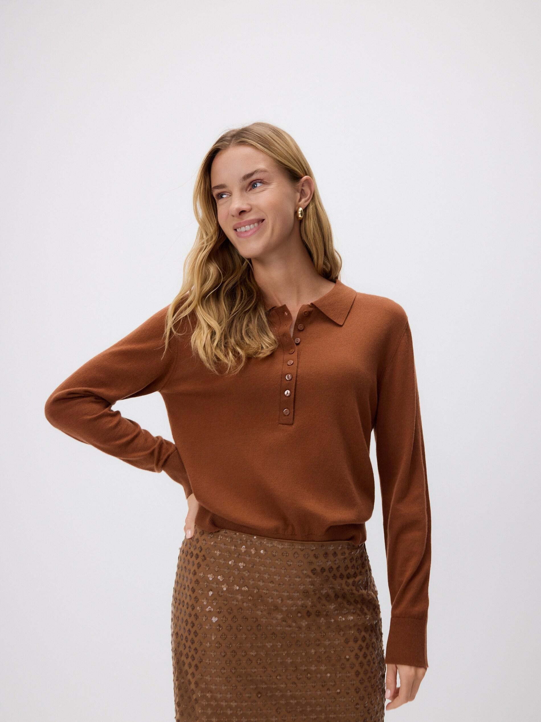 Brown Wool Blend Jumper, Brown, large image number 0
