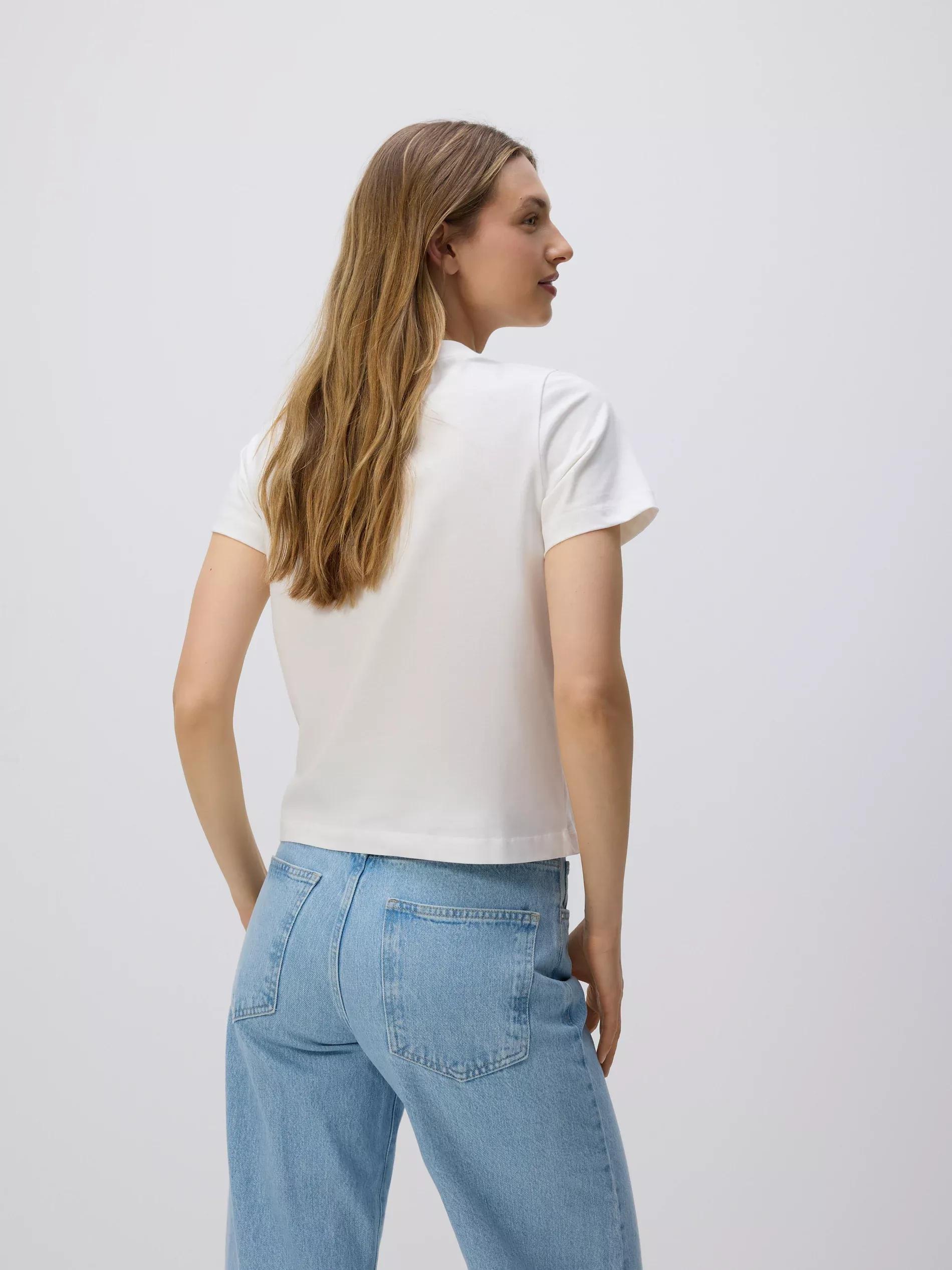 Cream T-Shirt With Crochet Appliques, , large image number 3