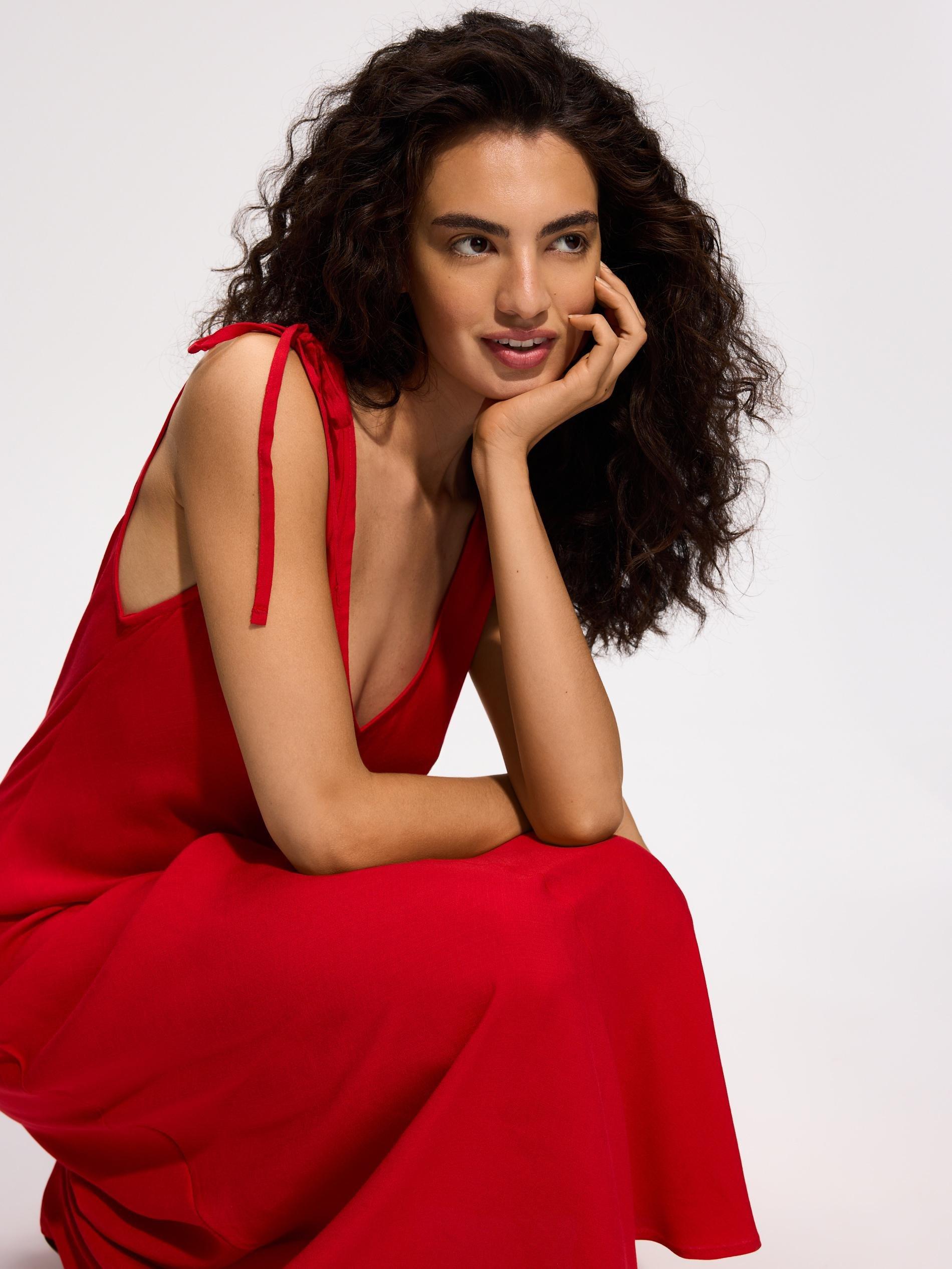 Red Maxi Dress, Red, large image number 1