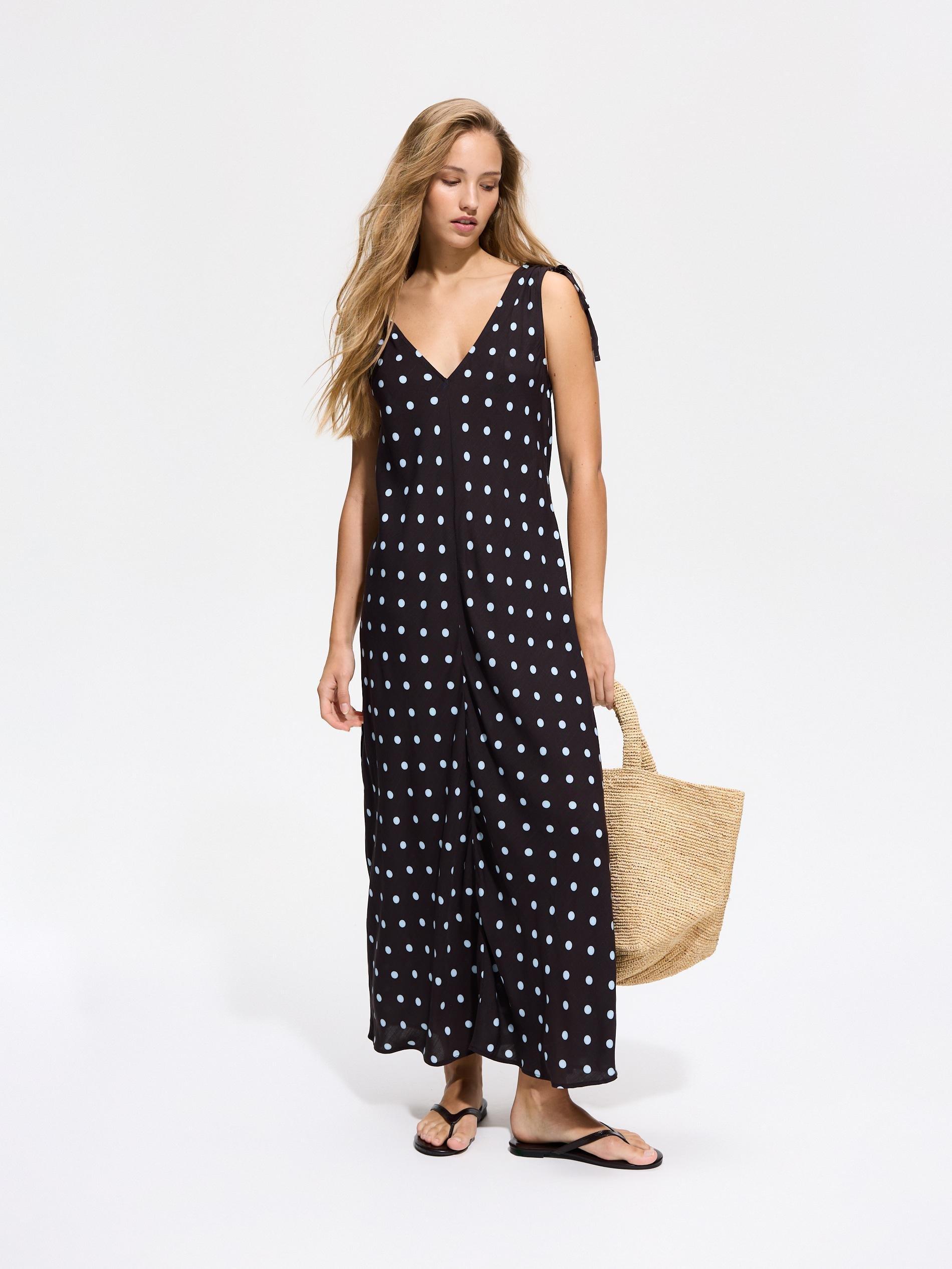 Multicolour Maxi Polka Dot Dress, Multicolor, large image number 0