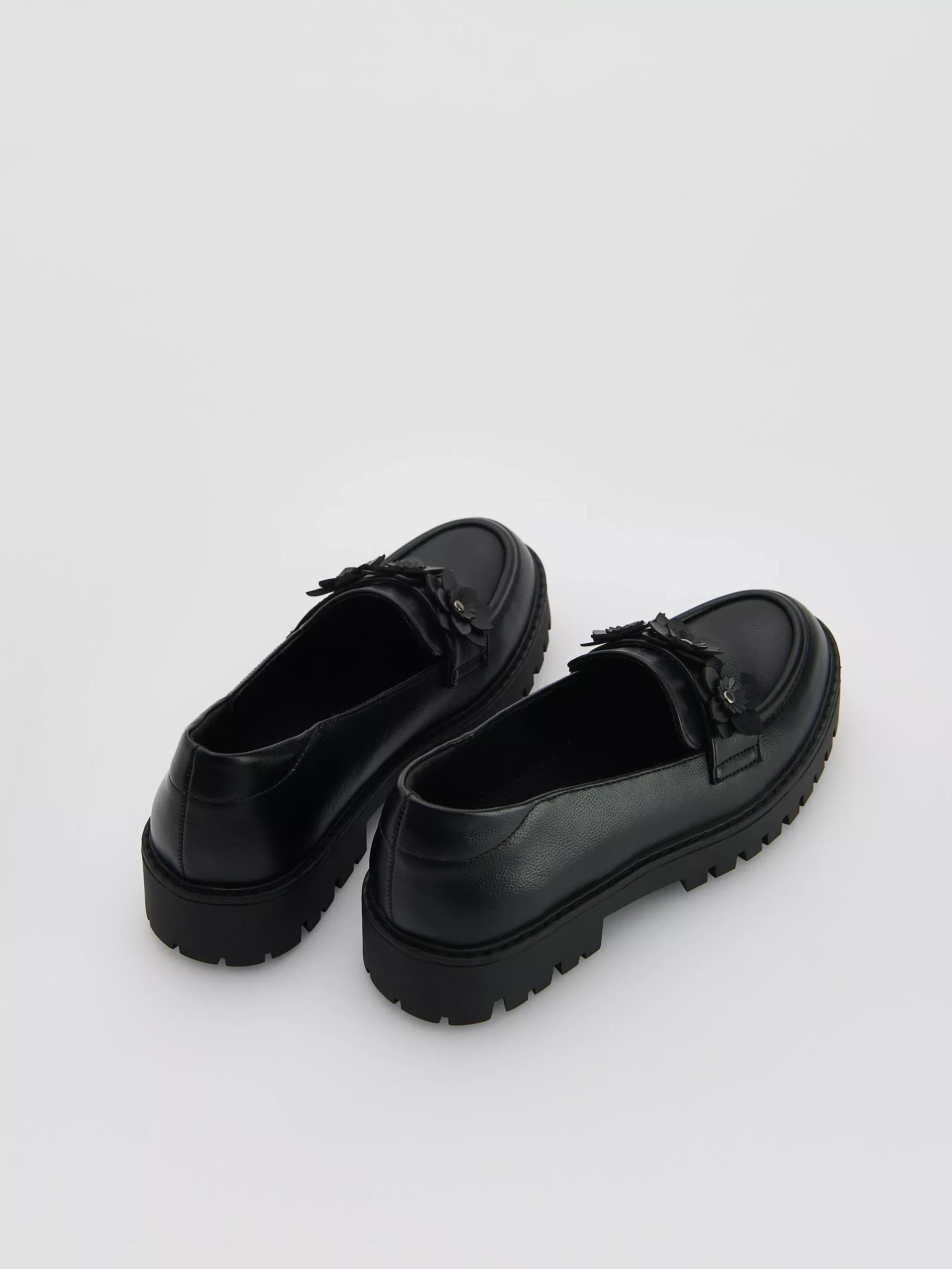 Black Faux Leather Loafers, , large image number 2