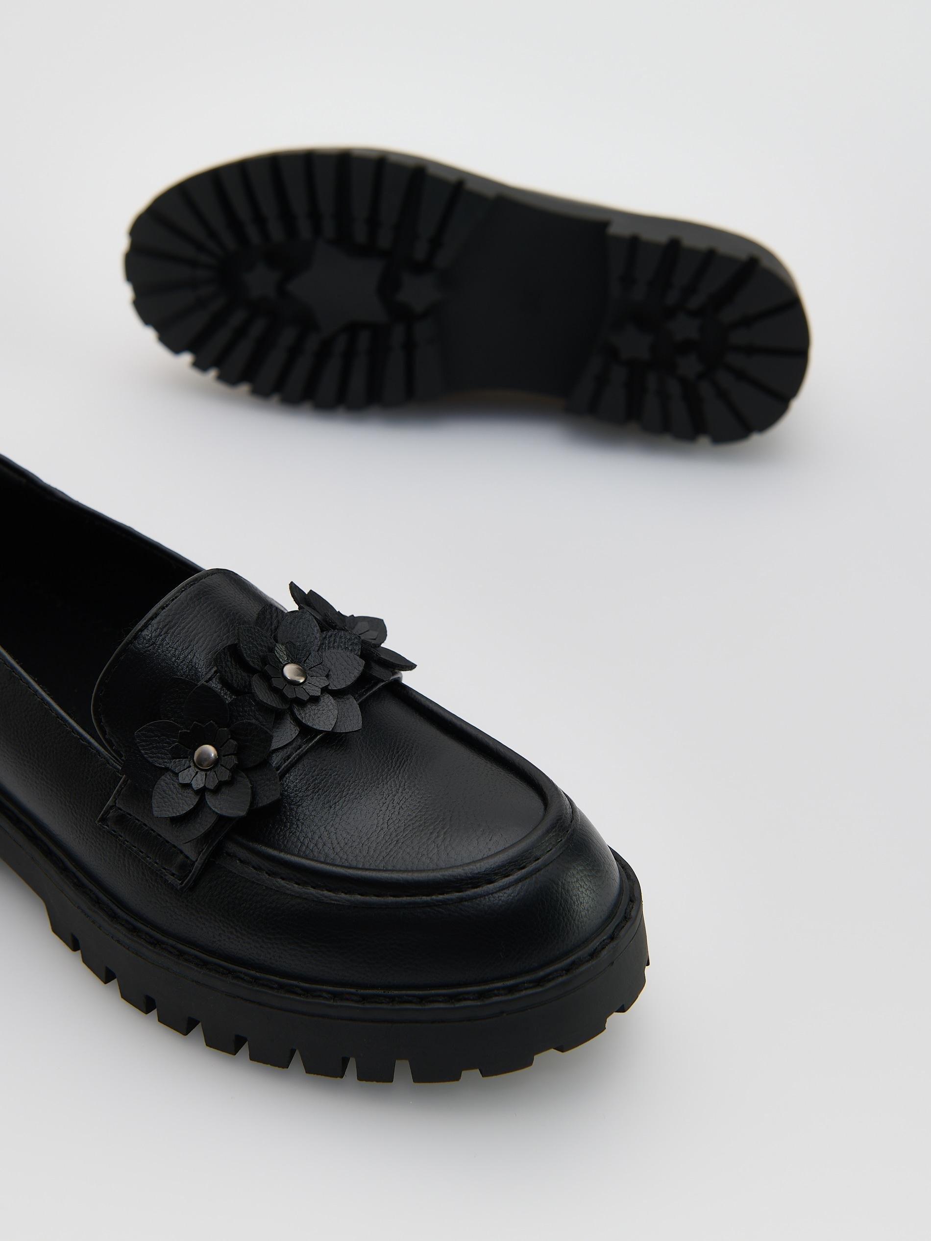 Black Faux Leather Loafers, , large image number 3