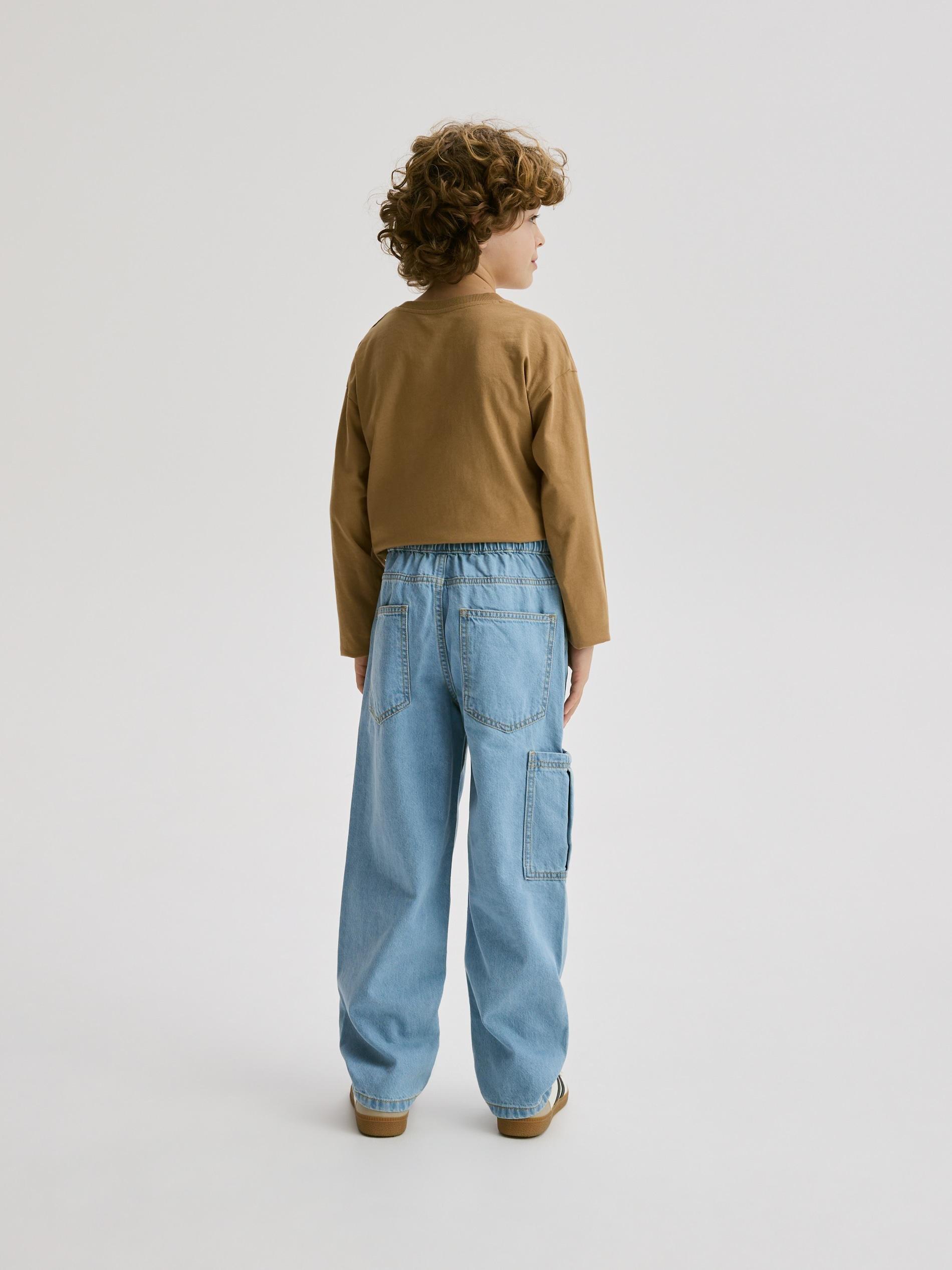 Beige Embroidered Cotton Shirt, Blue, large image number 4