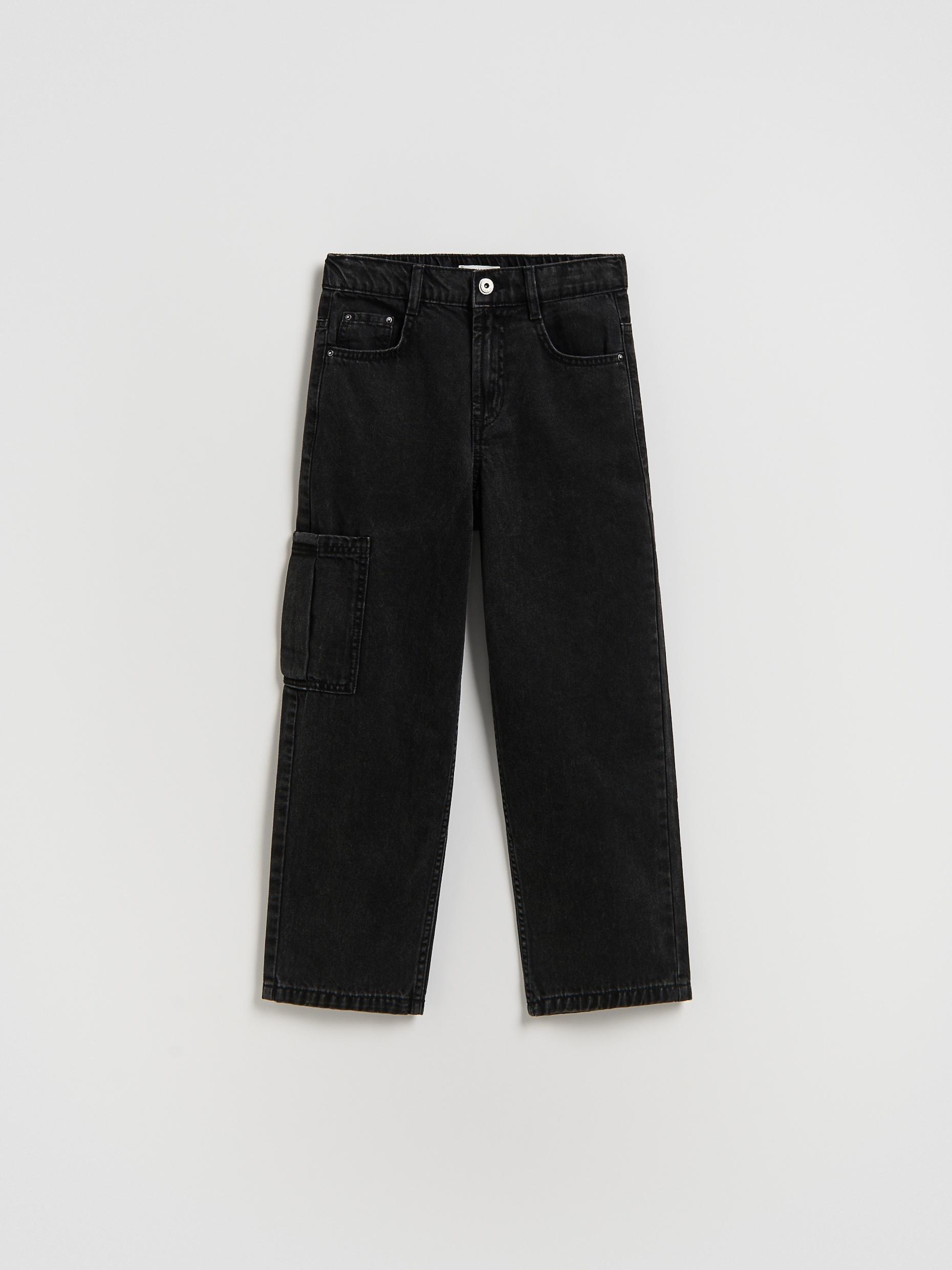 Black Straight Fit Jeans, Black, medium