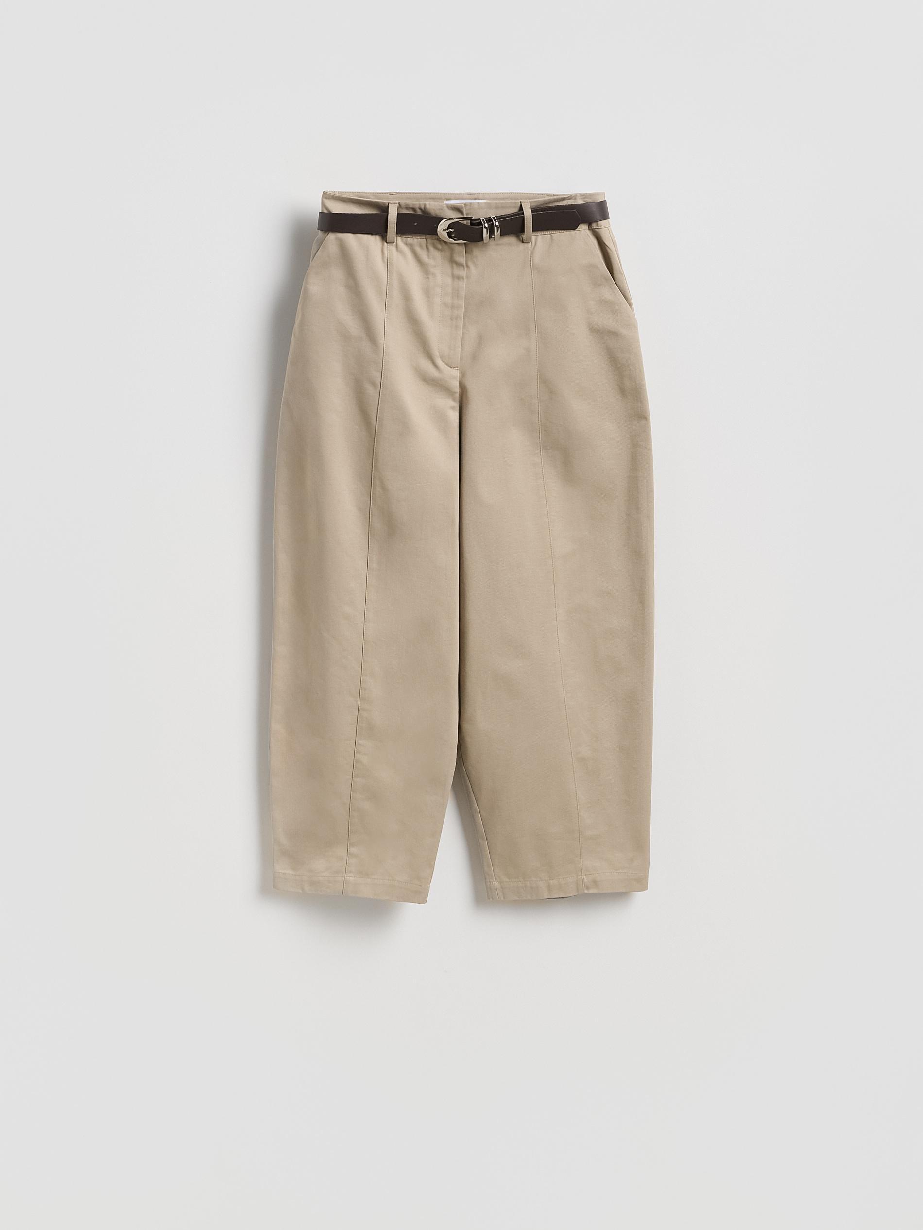 Beige Barrel Leg Trousers With Belt, Beige, large image number 5