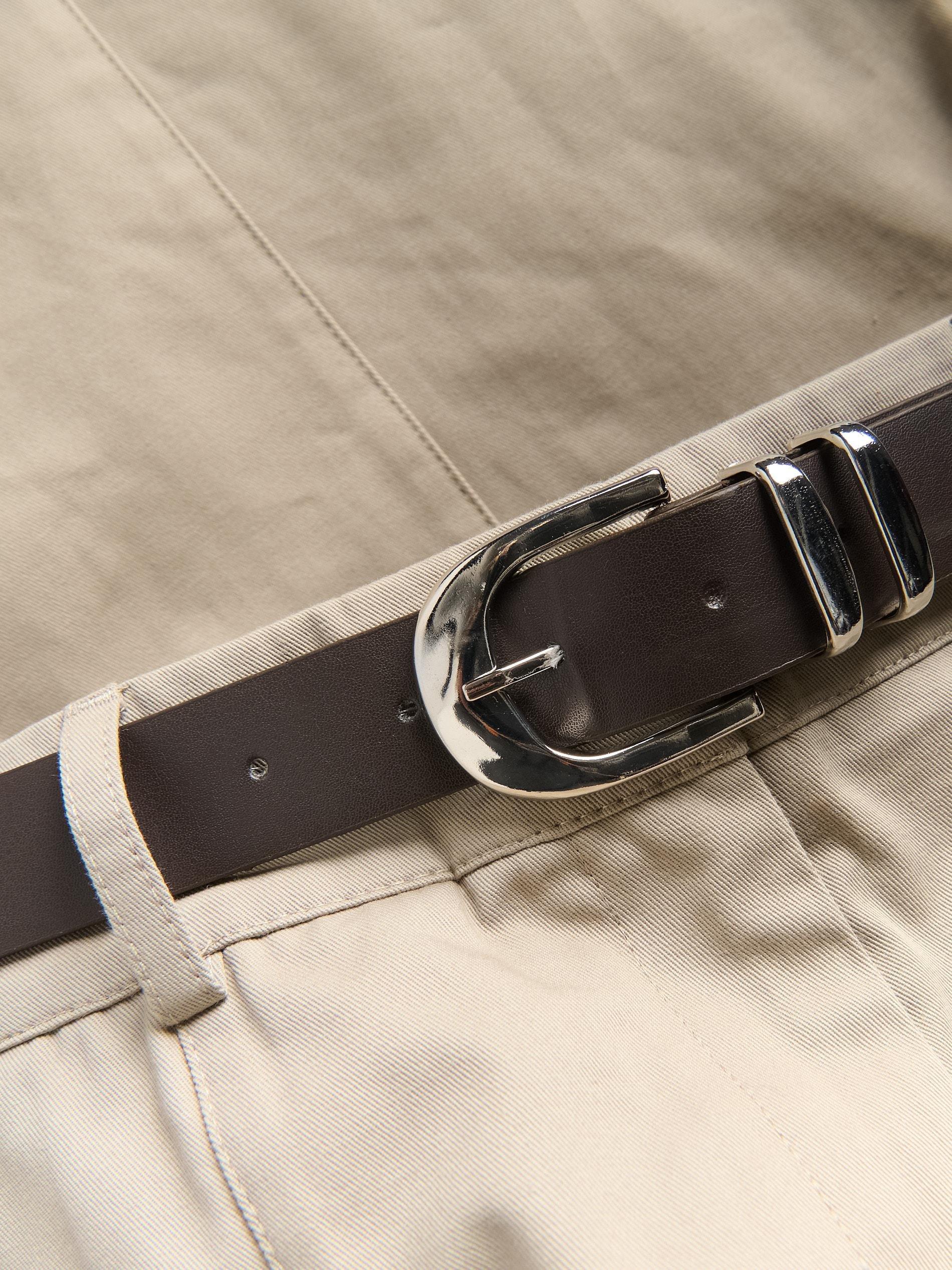 Beige Barrel Leg Trousers With Belt, Beige, large image number 6