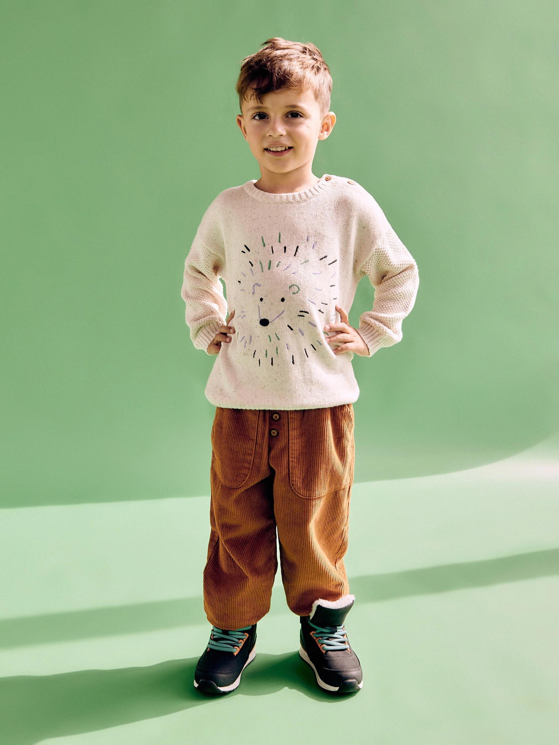 Cream Oversized Jumper With Applique, Kids Boys, , large image number 1