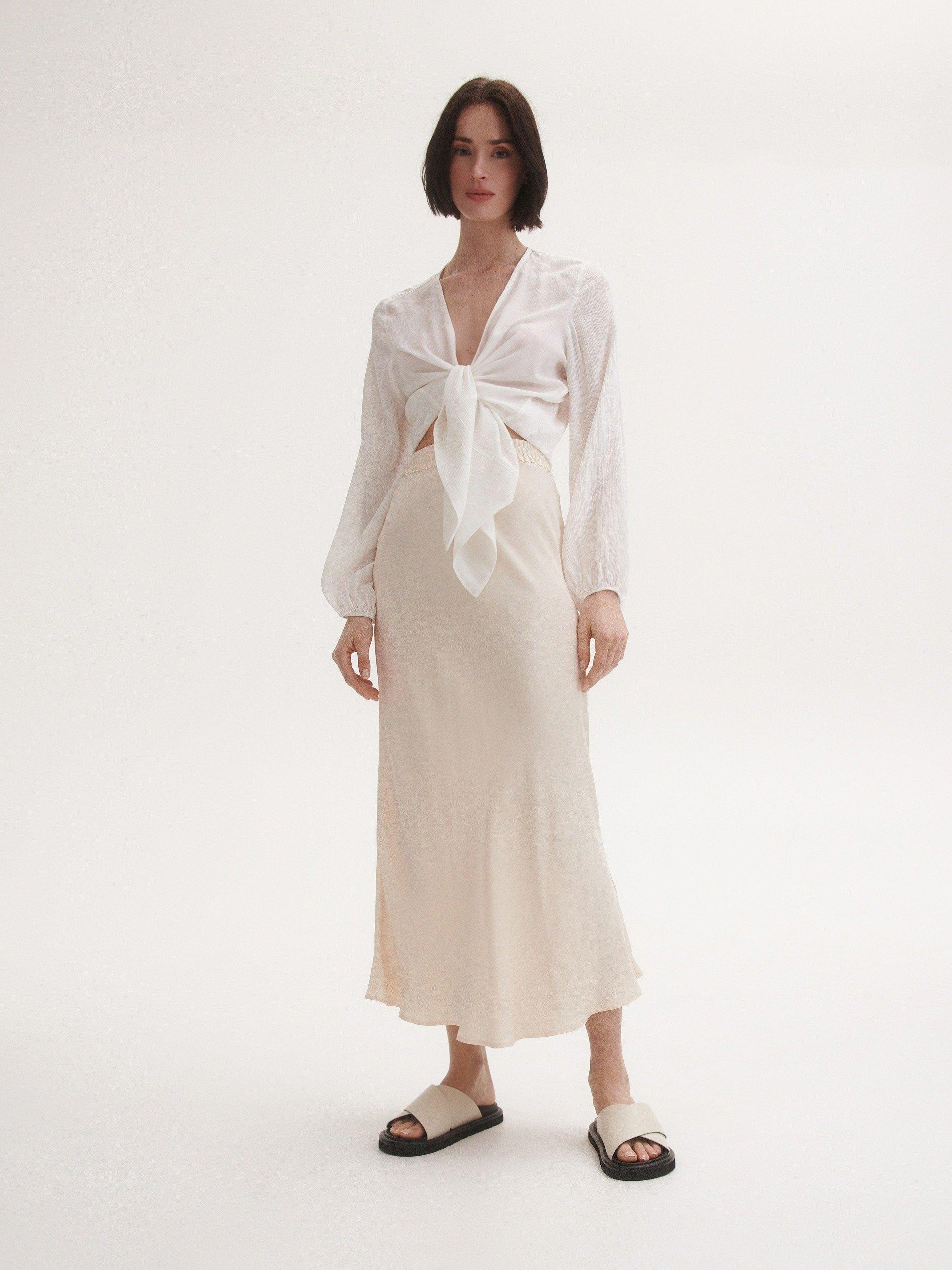 Cream Satin Skirt, , large image number 0