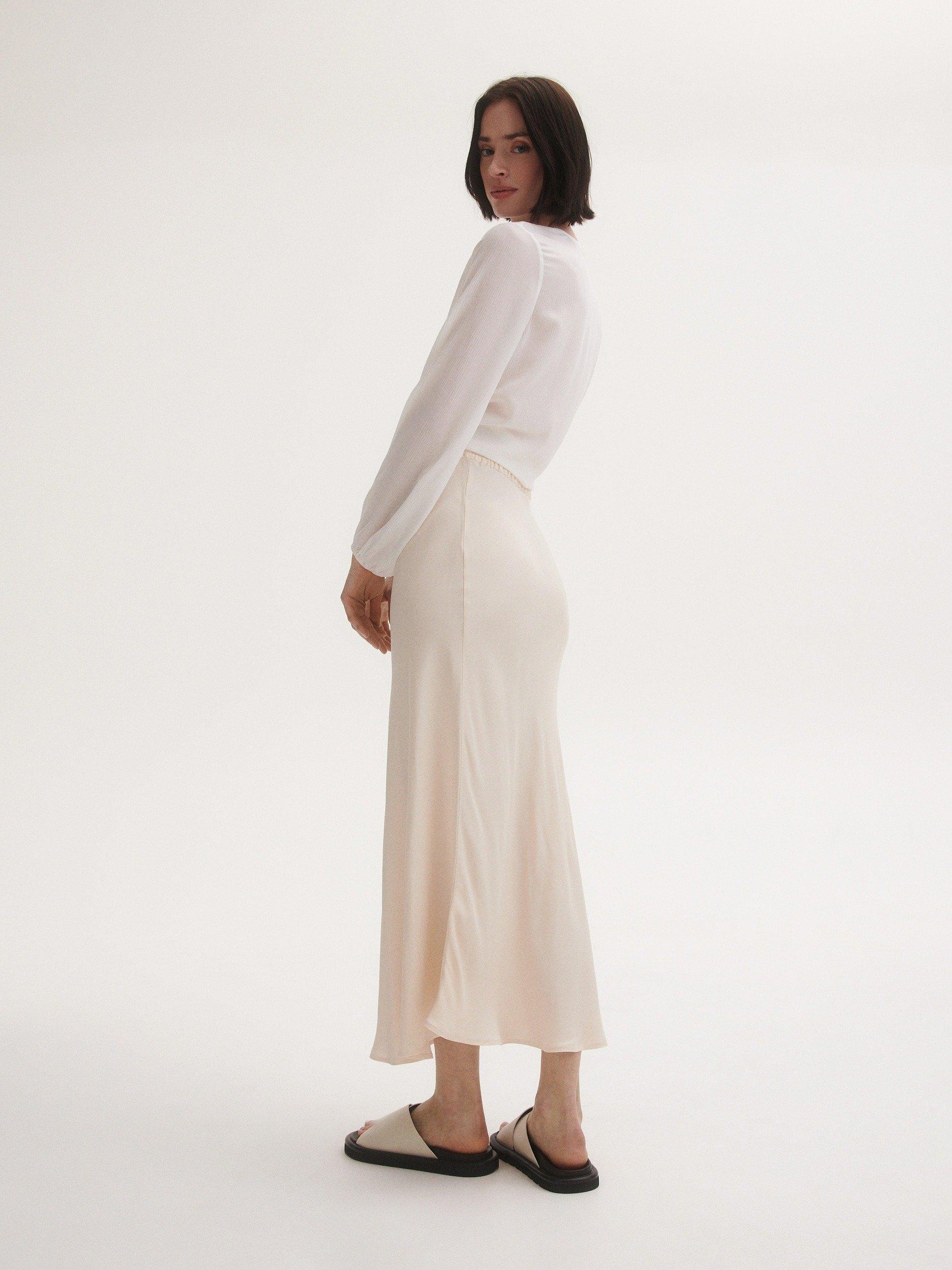 Cream Satin Skirt, , large image number 1