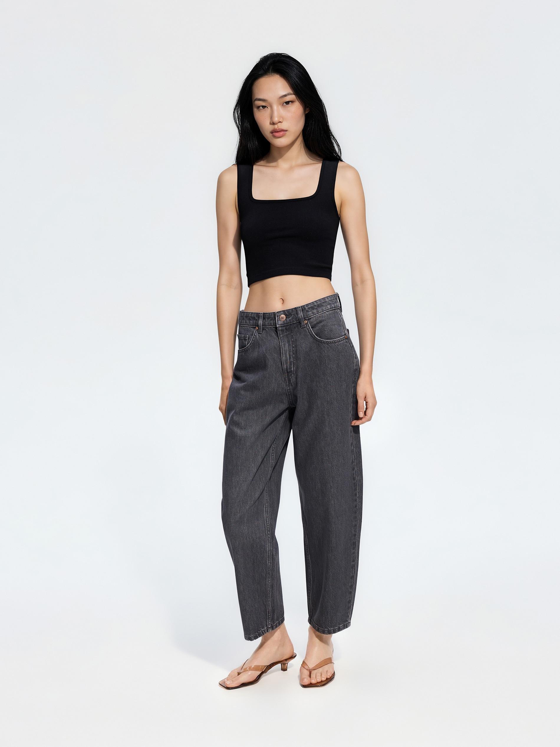 Black Fitted Top, Black, medium