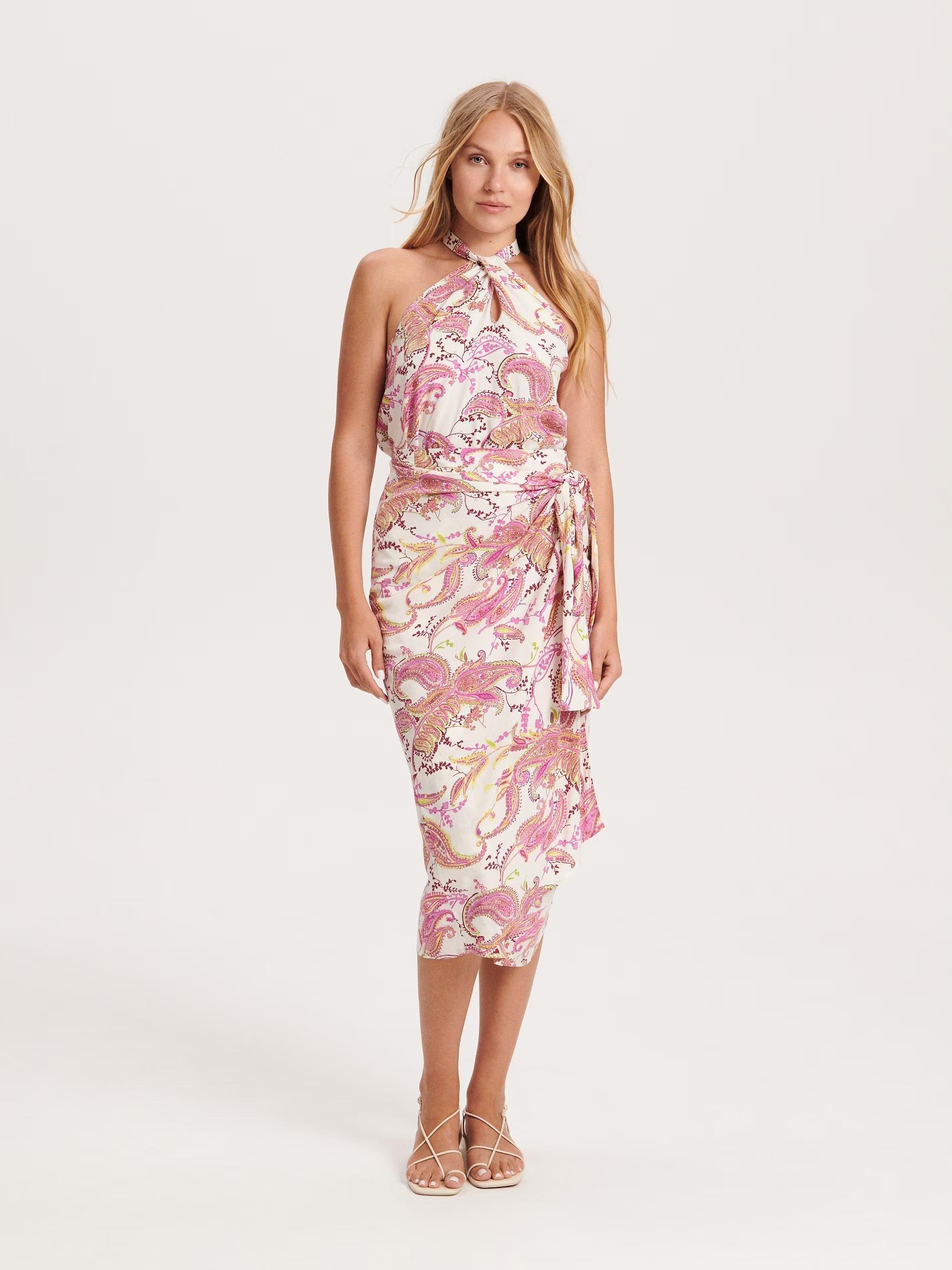 Pink Wrap Front Midi Skirt, , large image number 0