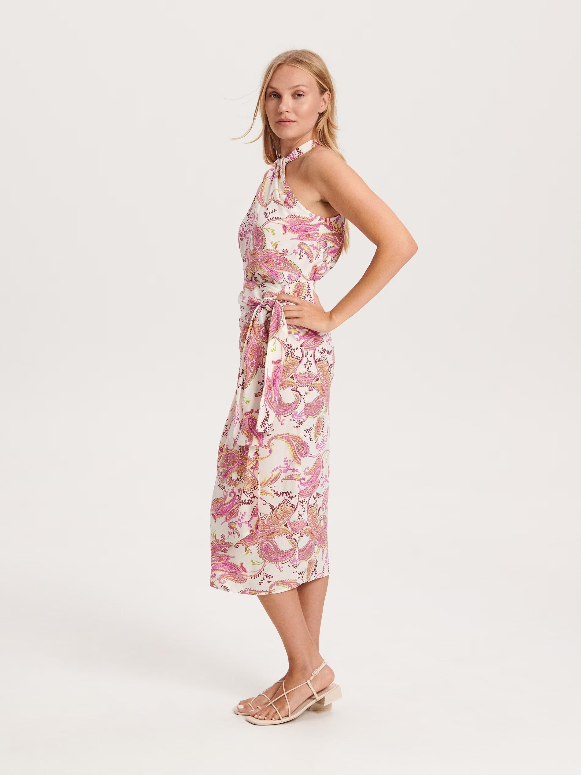 Pink Wrap Front Midi Skirt, , large image number 1