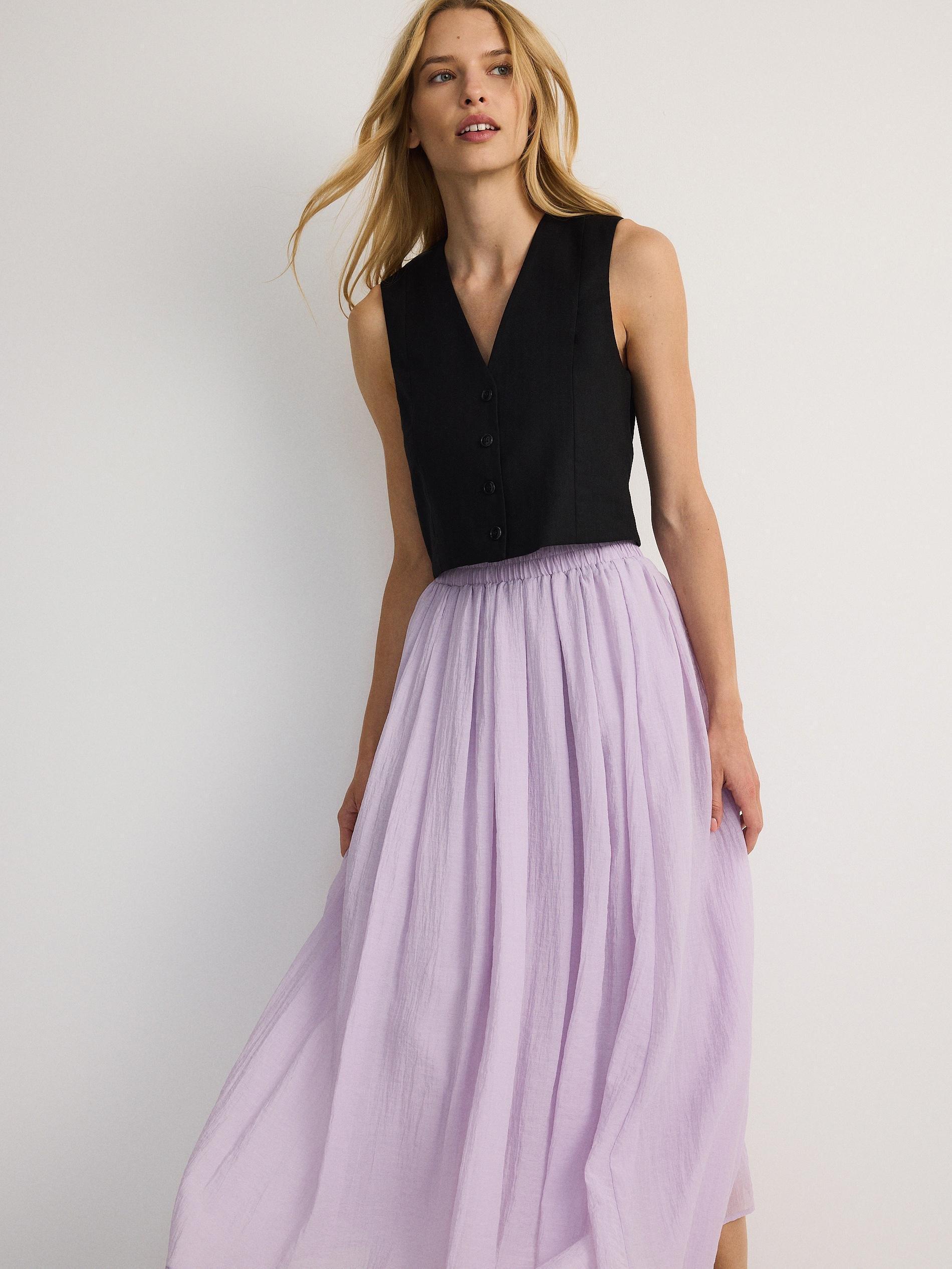 Purple Midi Flowy Skirt, , large image number 1