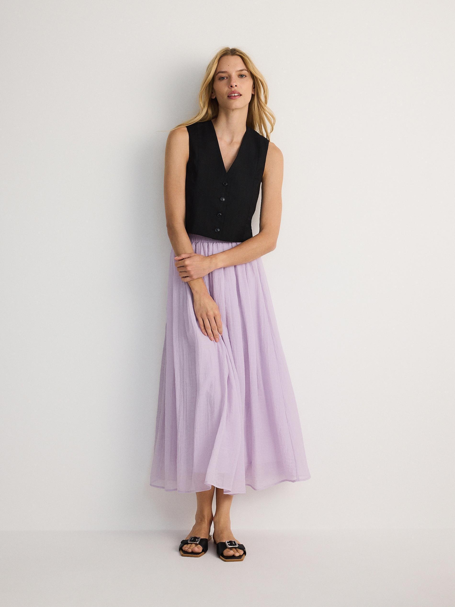 Purple Midi Flowy Skirt, , large image number 2
