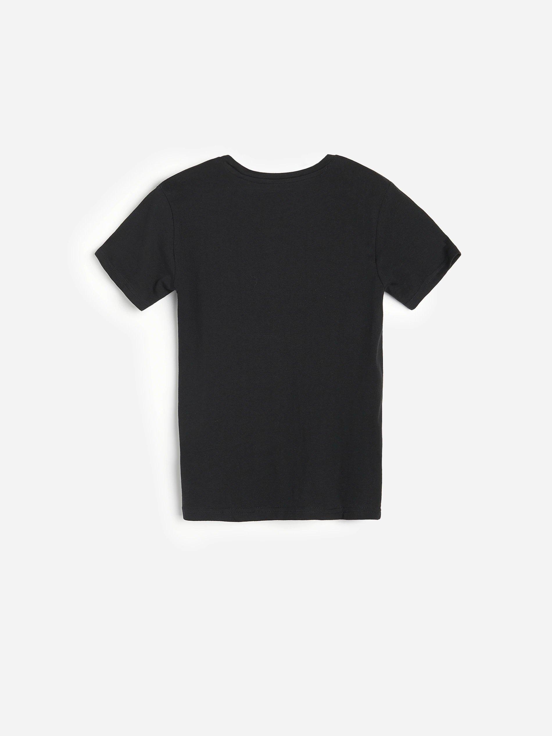 Black Cotton T-Shirt With Inscription, Kids Boy, , large image number 2