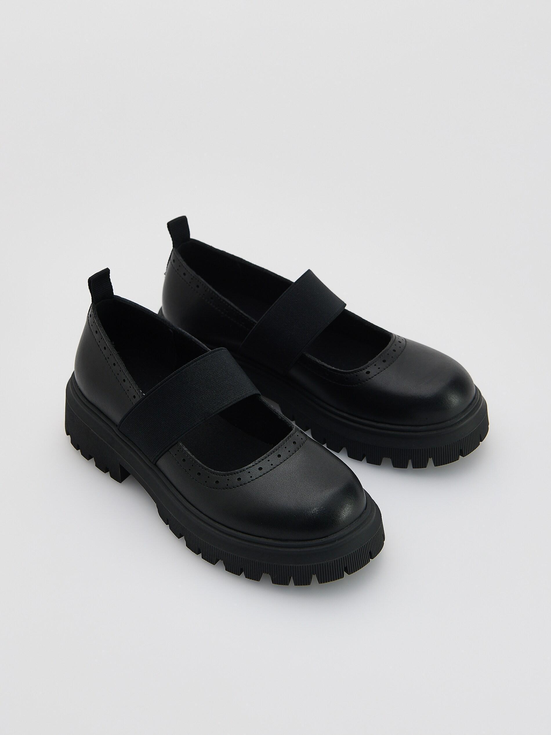 BLACK Leather loafers, Black, medium
