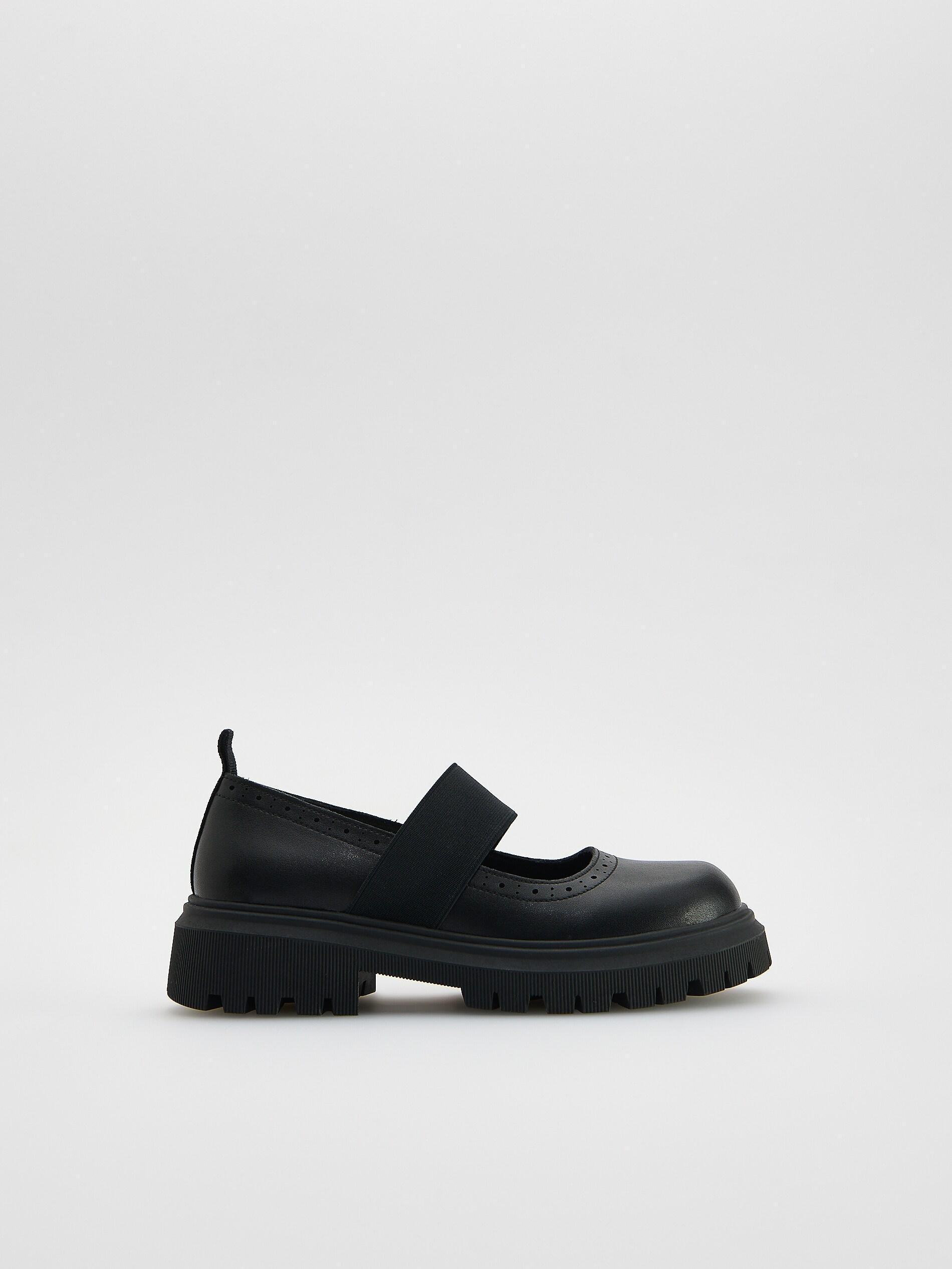 BLACK Leather loafers, Black, medium
