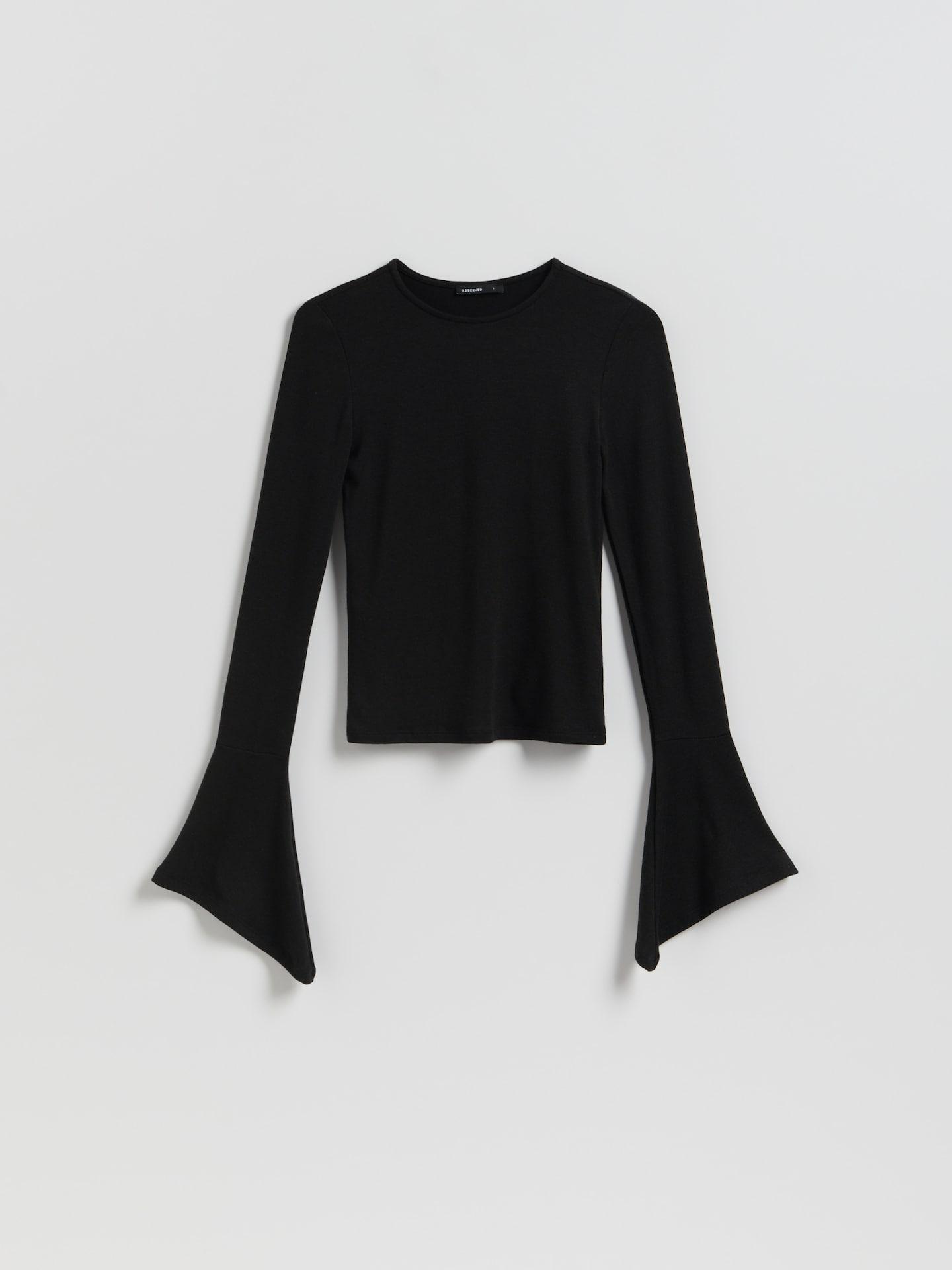Black Blouse With Flared Sleeves, Black, large image number 4