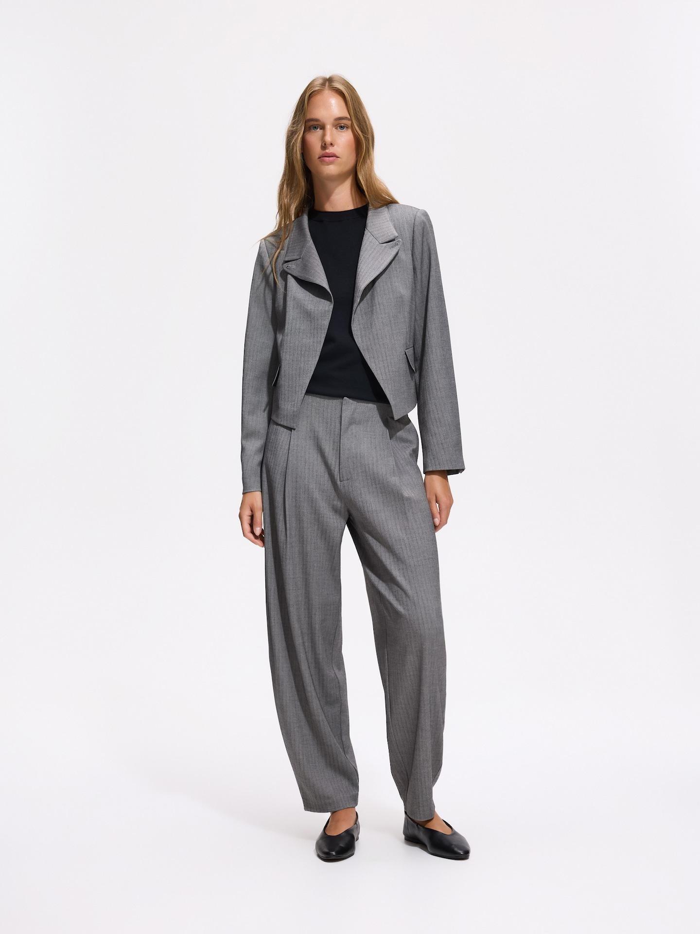 Grey Blazer With Asymmetric Fastening, Grey, medium