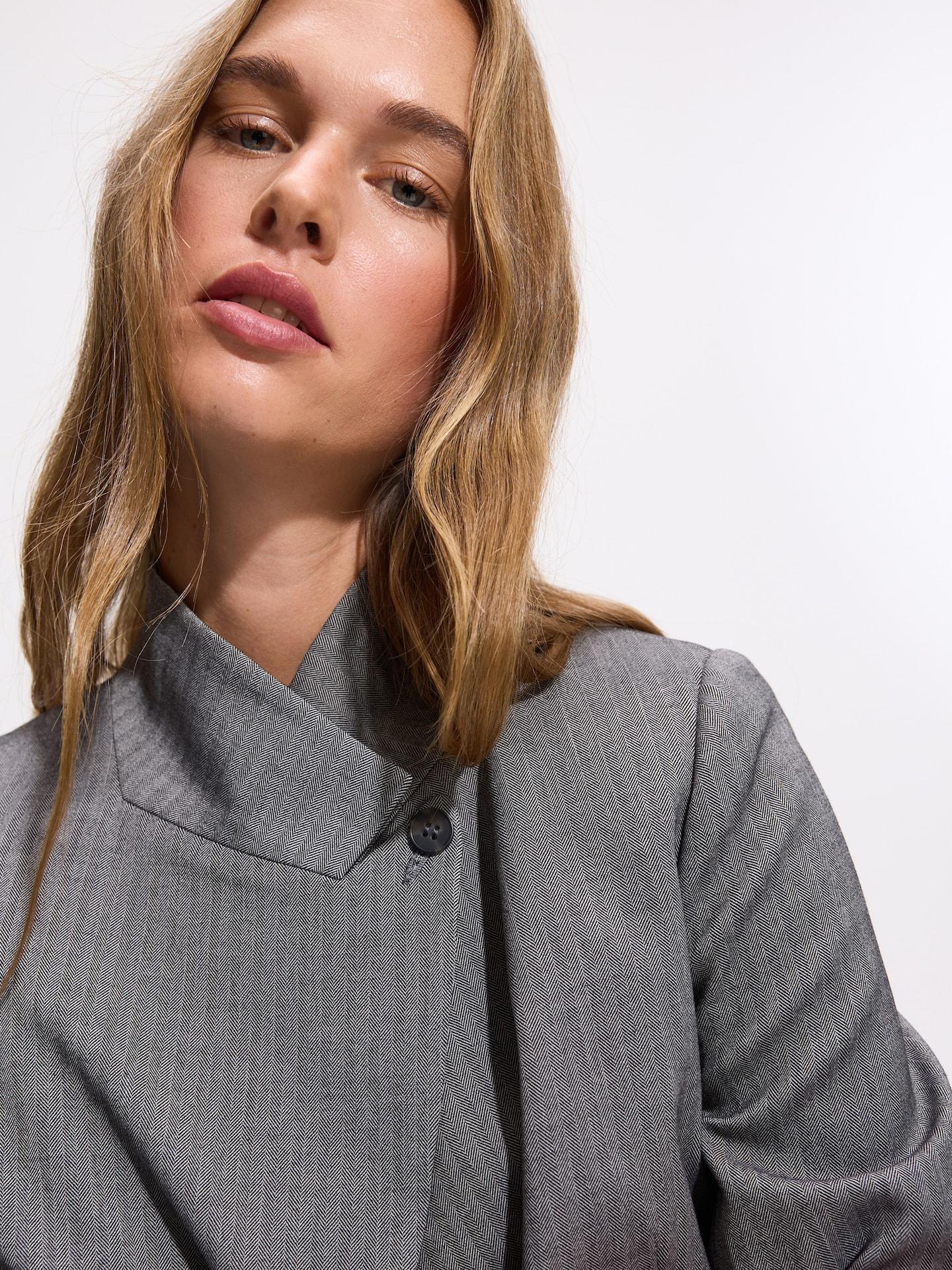Grey Blazer With Asymmetric Fastening, Grey, medium