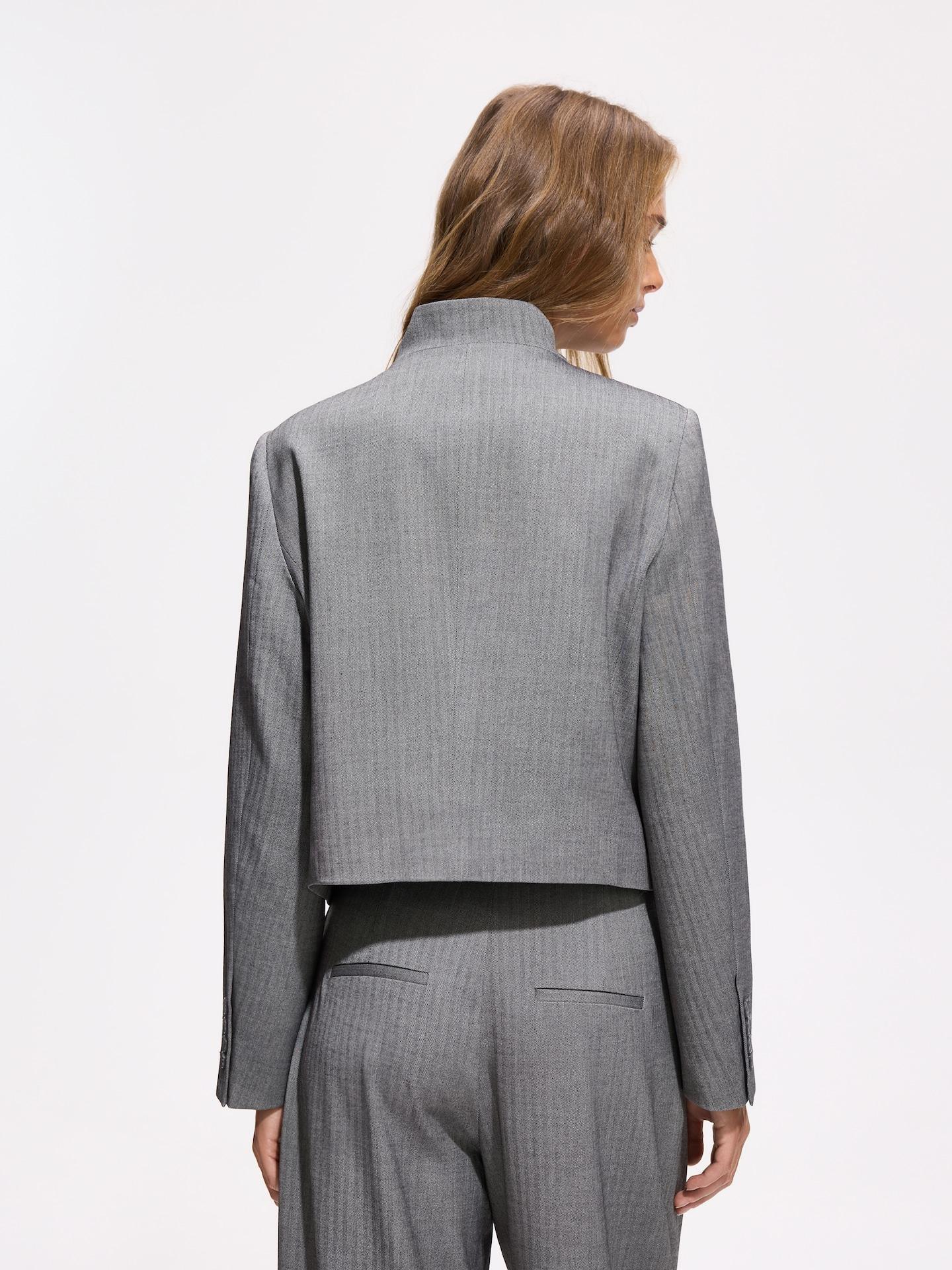 Grey Blazer With Asymmetric Fastening, Grey, large image number 3