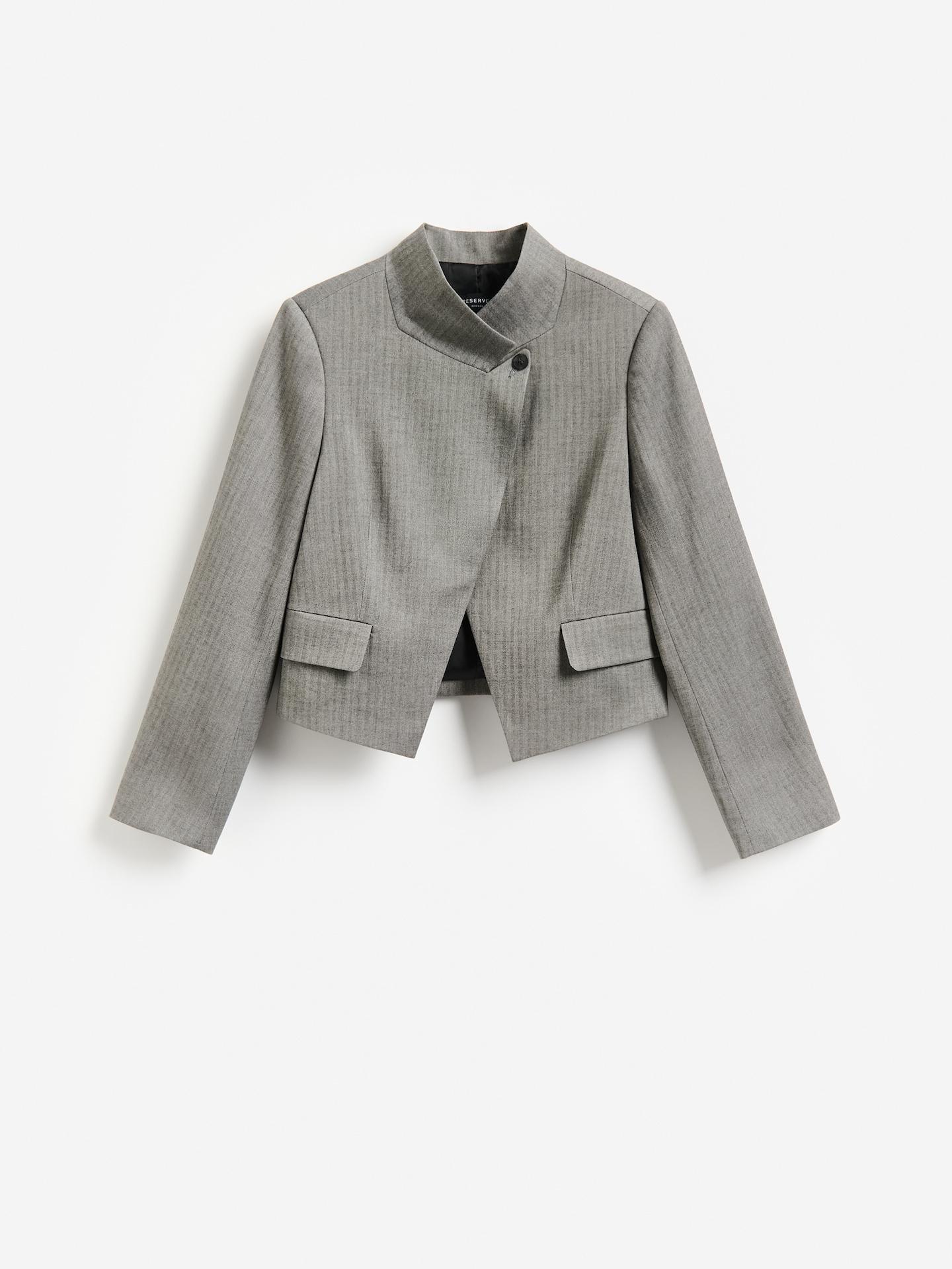 Grey Blazer With Asymmetric Fastening, Grey, large image number 4