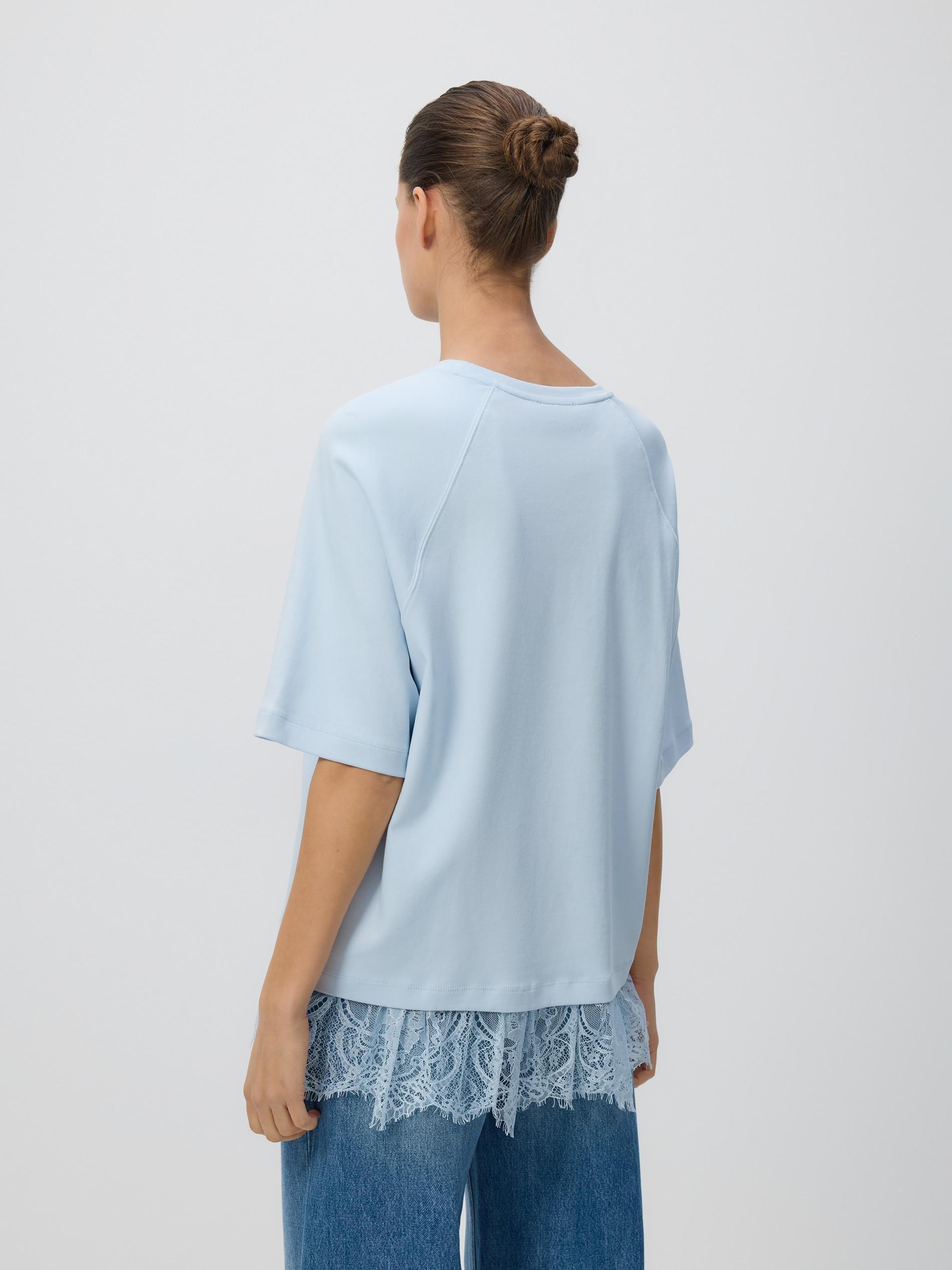 Blue Mercerised Cotton T-Shirt, Blue, large image number 2